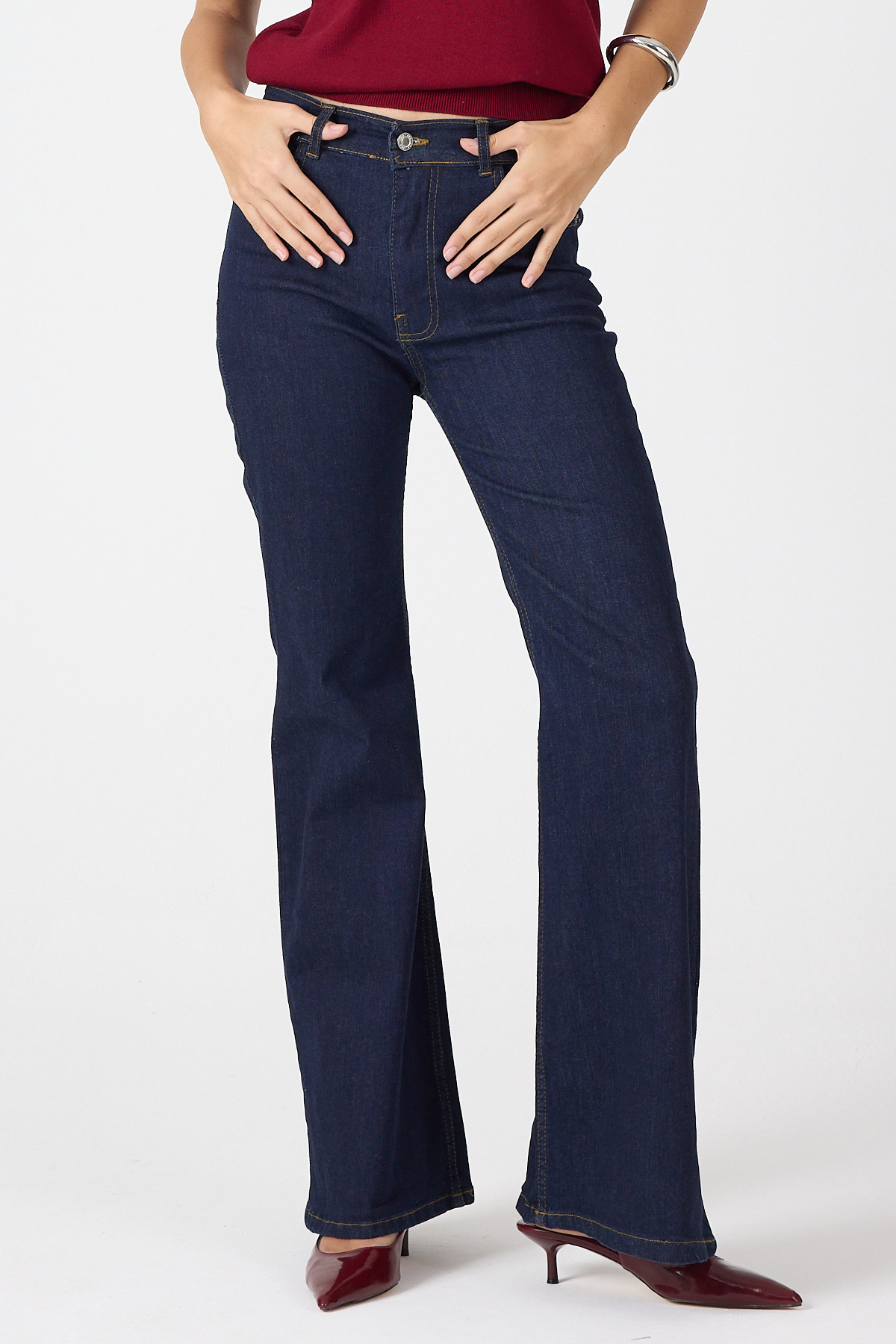 Laci Yüksek Bel Flare Kesim Kadın Jean Pantolon 12036 - 3