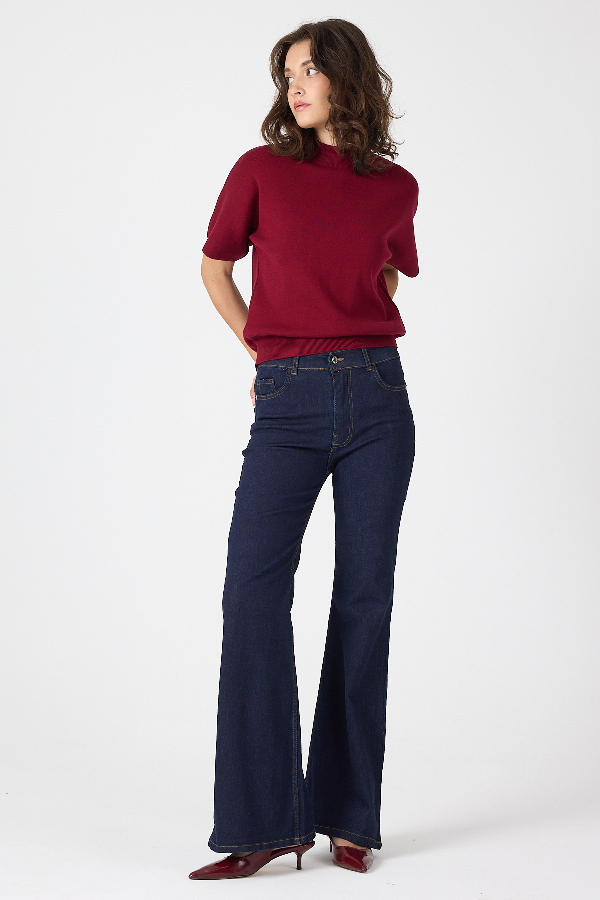 Laci Yüksek Bel Flare Kesim Kadın Jean Pantolon 12036 - 7