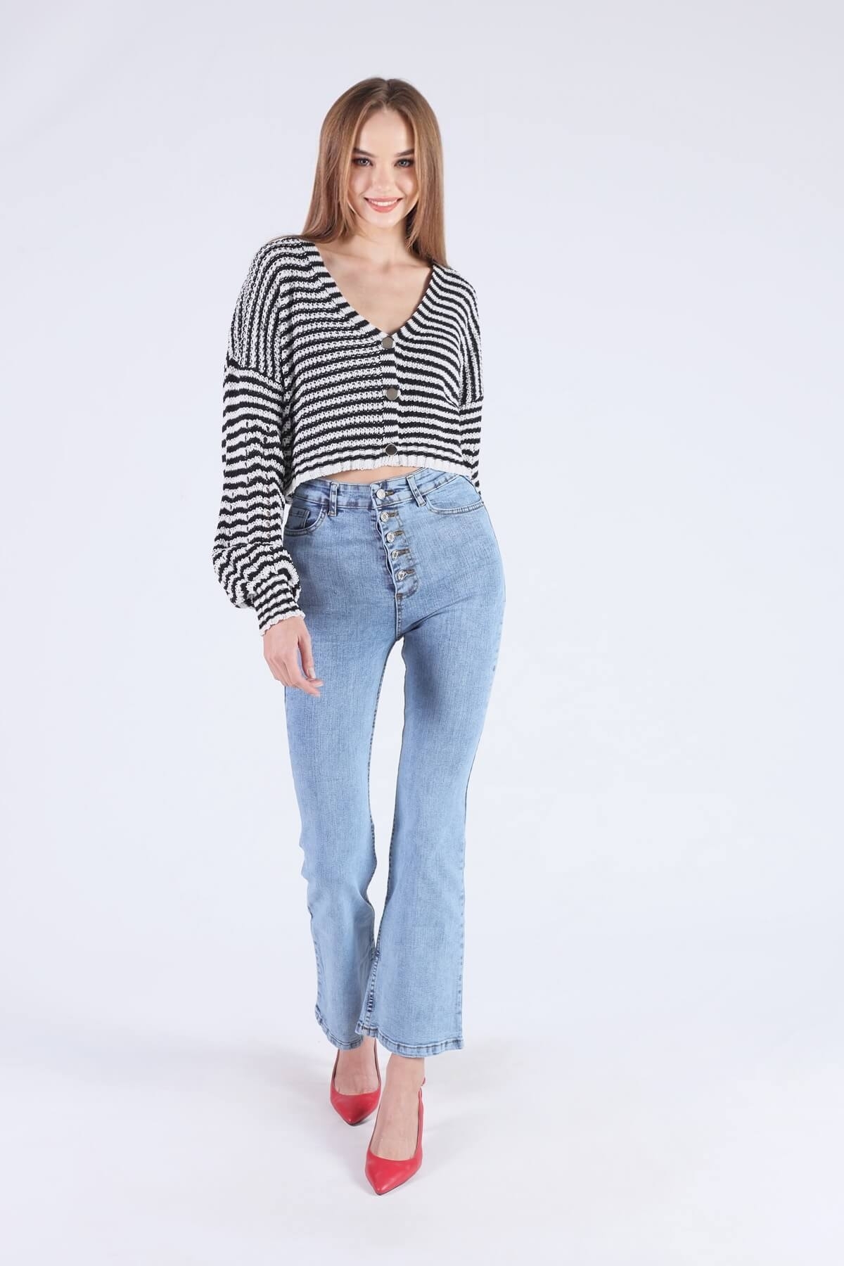 Buz Önü Düğmeli İspanyol Pantolon 12037 - 2