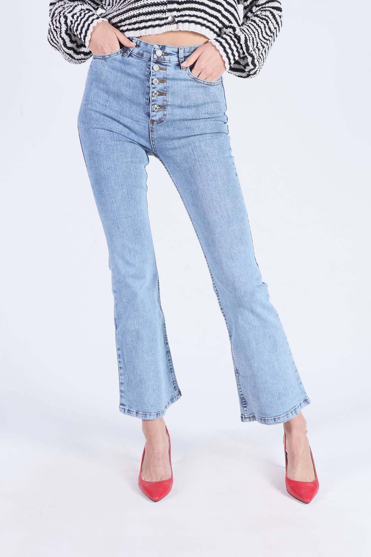 Buz Önü Düğmeli İspanyol Pantolon 12037 - 4