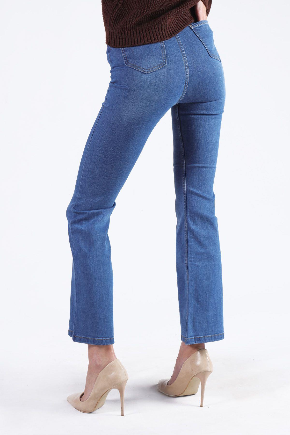 Mavi Önü Düğmeli İspanyol Pantolon 12037 - 5