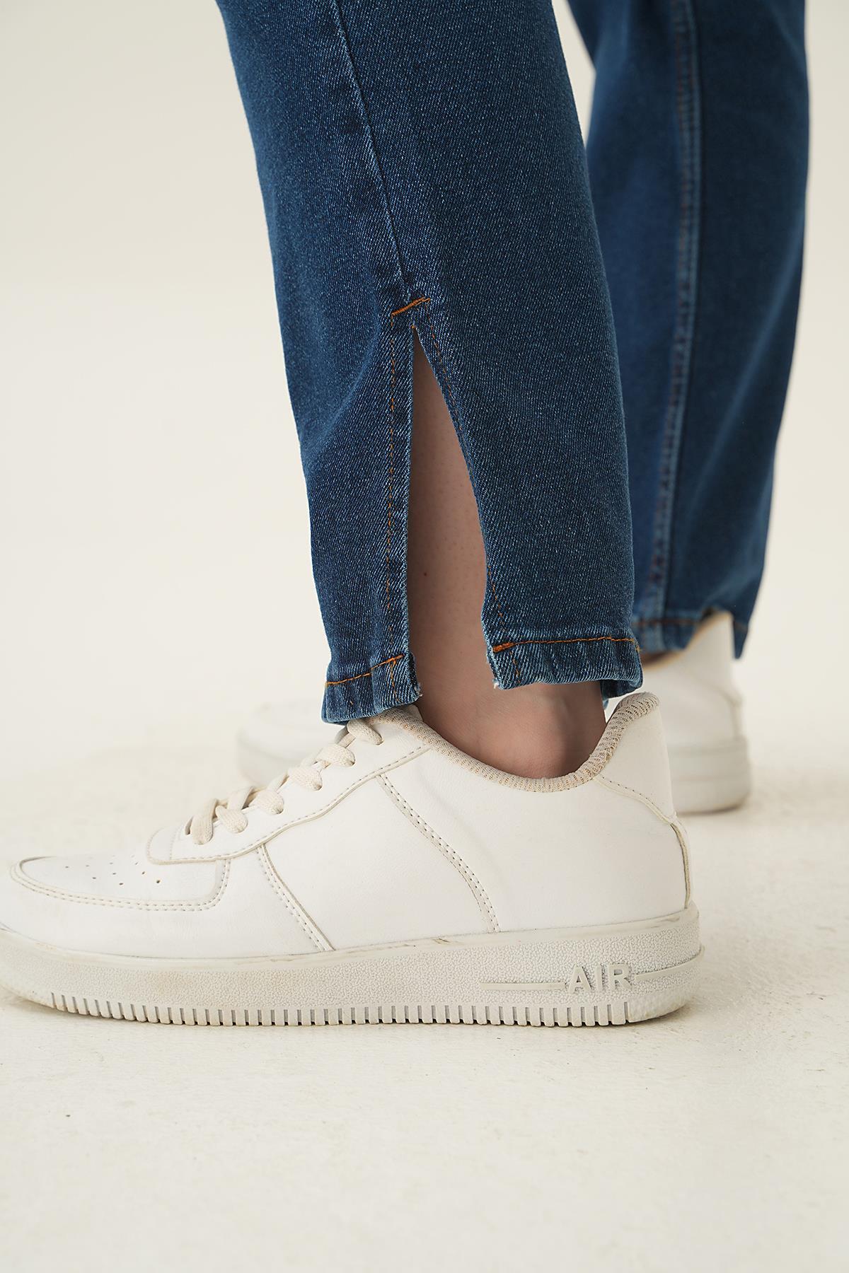 Koyu Mavi Paça Yırtmaç Detay Jean 12042 - 6