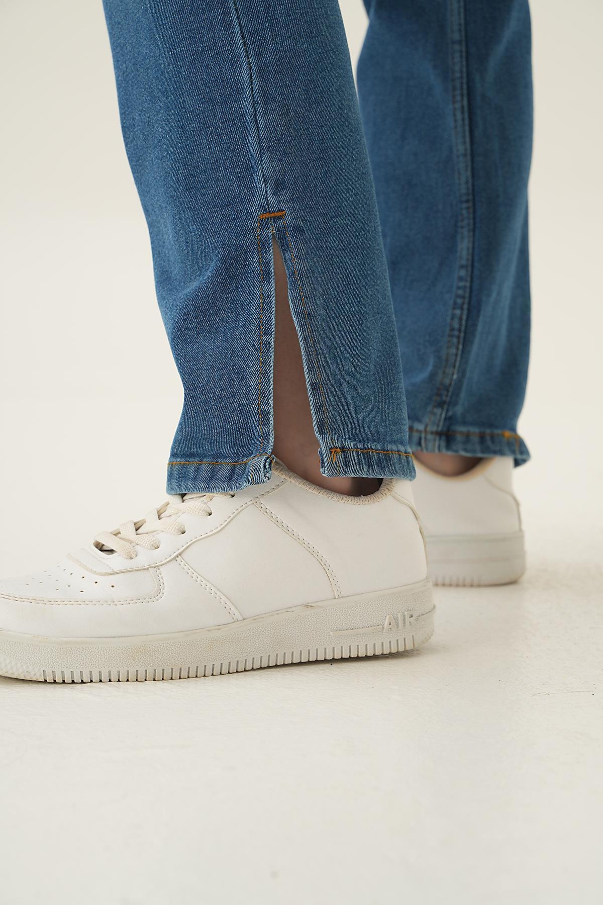 12042 Paça Yırtmaç Detay Jean Mavi - 6