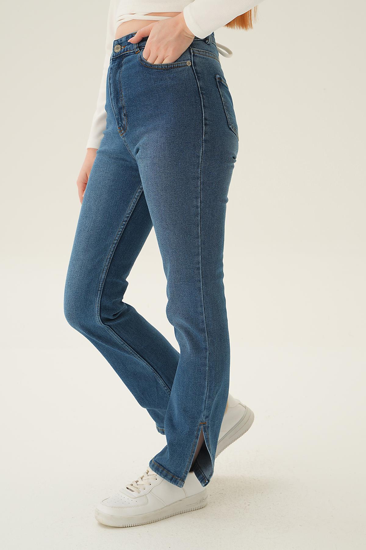 Mavi Paça Yırtmaç Detay Jean 12042 - 4