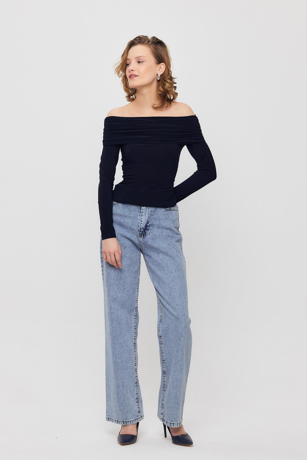 12222 Madonna Yaka Büzgülü Bluz Laci - 3