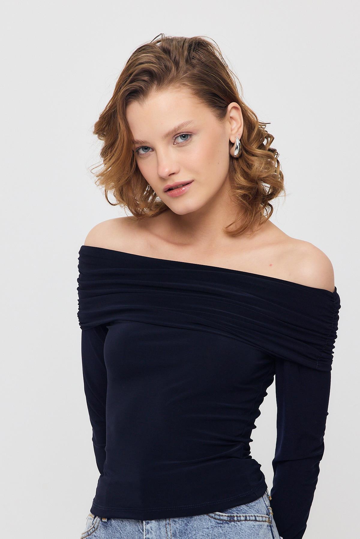 Laci Madonna Yaka Büzgülü Bluz 12222 - 2