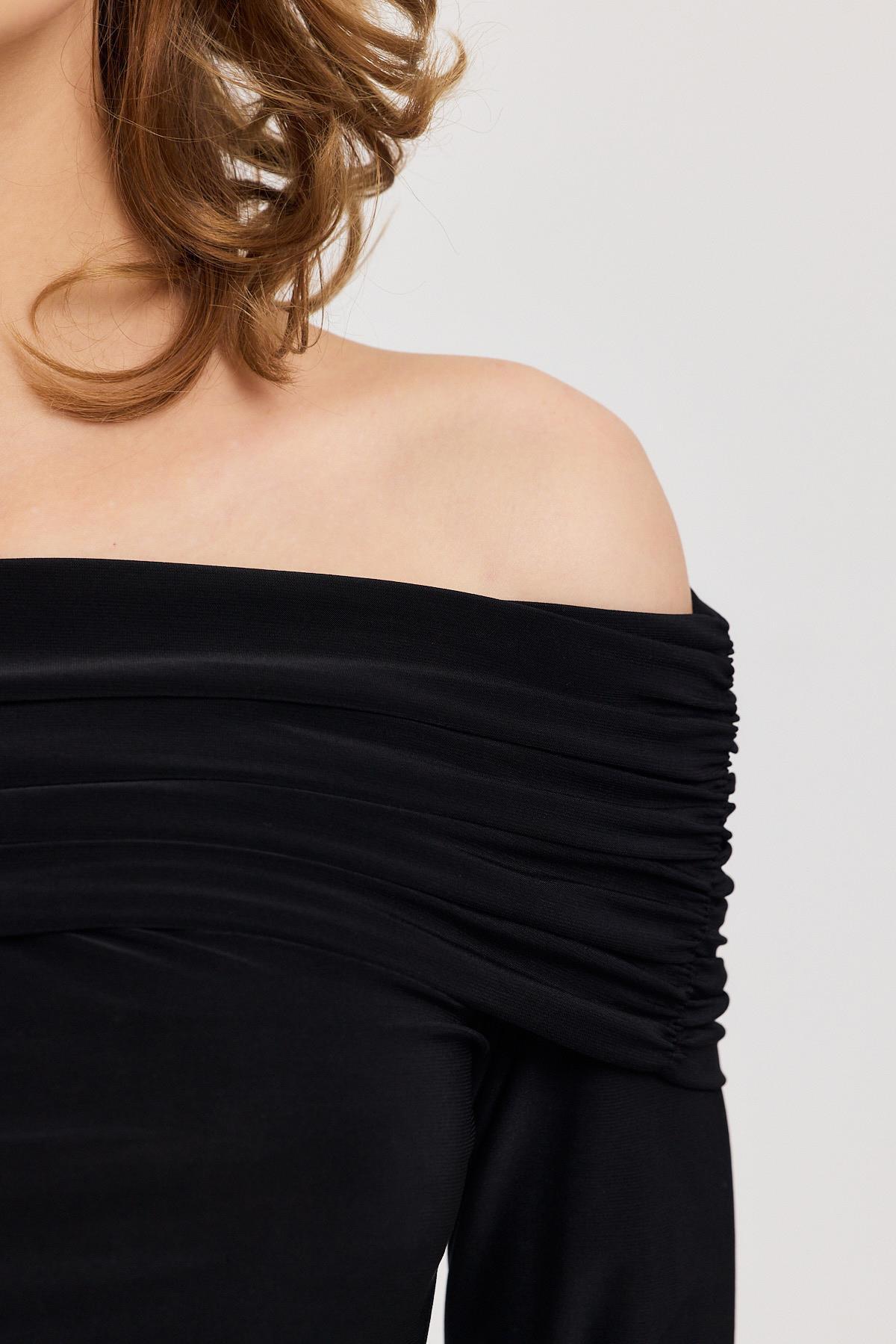 Siyah Madonna Yaka Büzgülü Bluz 12222 - 4