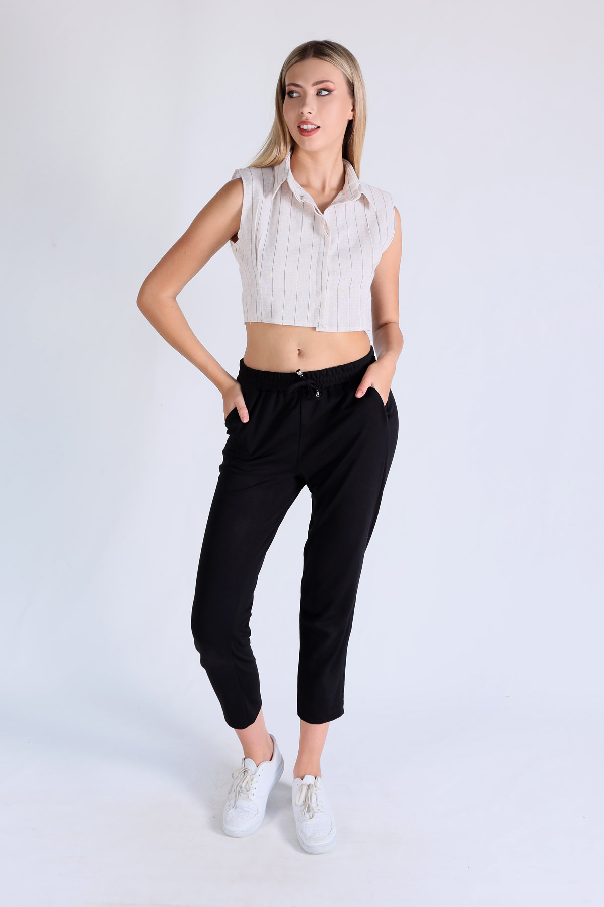 Siyah Çizgi Detay Vatkalı Gömlek 1246 - 4