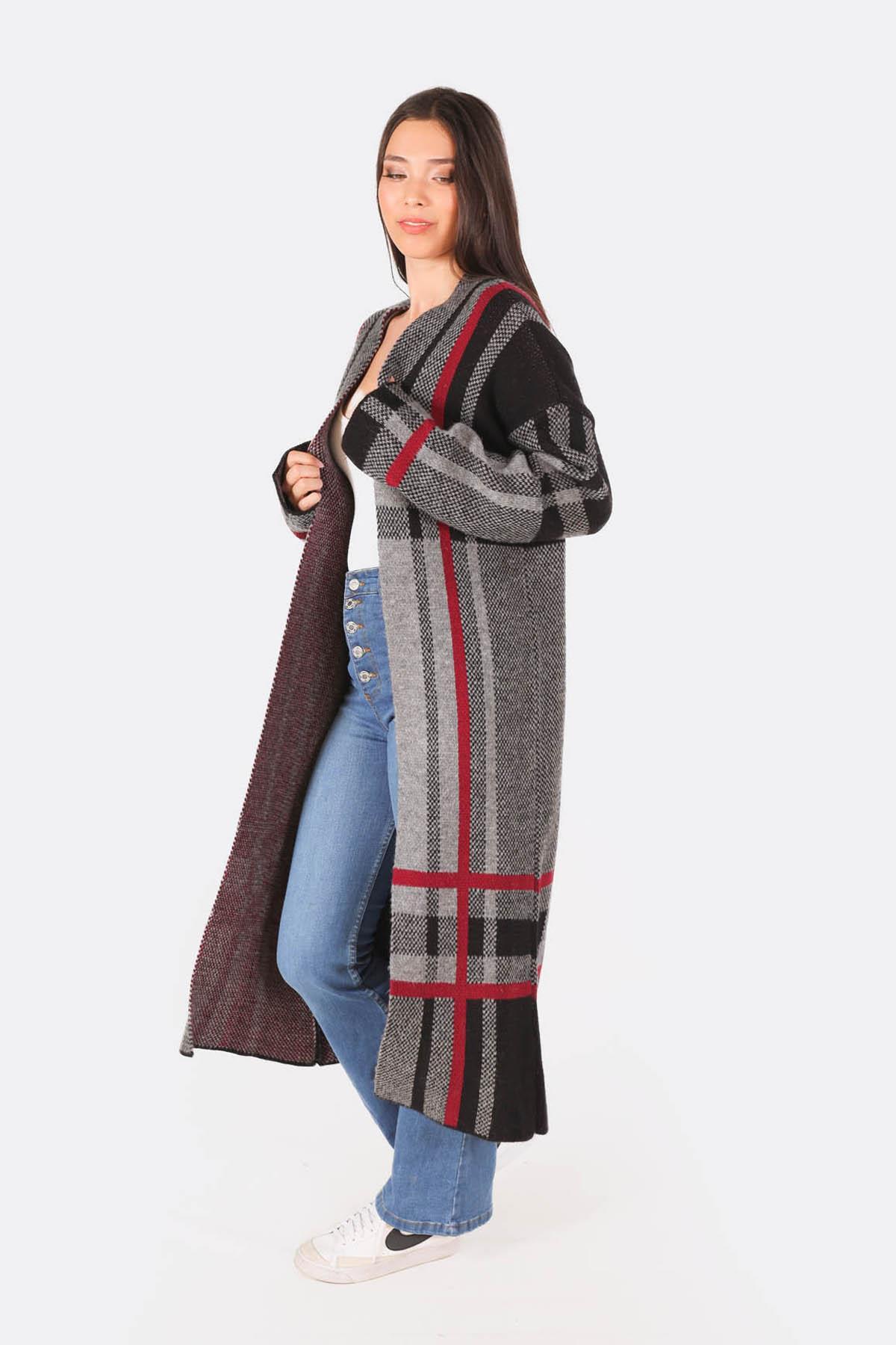 Gri Çizgili Uzun Hırka 1270 