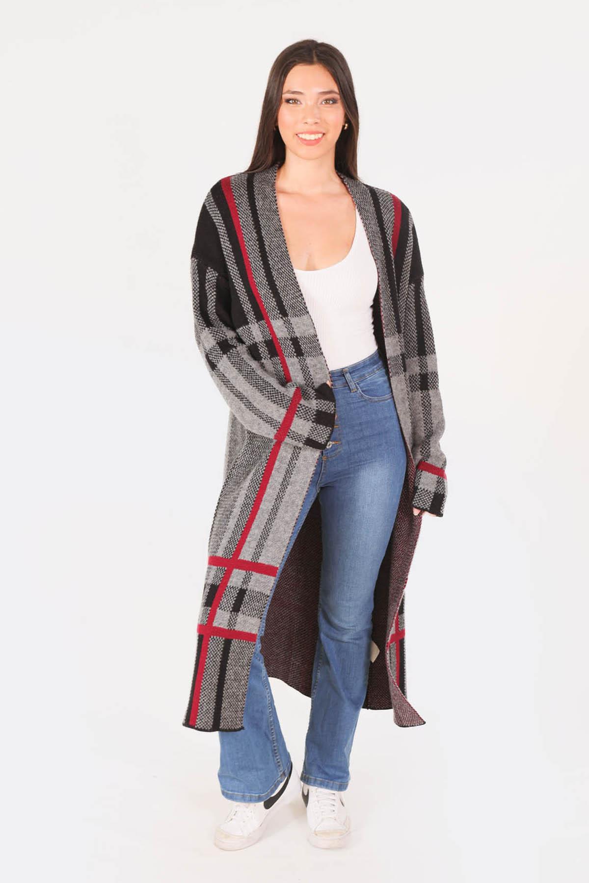 Gri Çizgili Uzun Hırka 1270 - 2