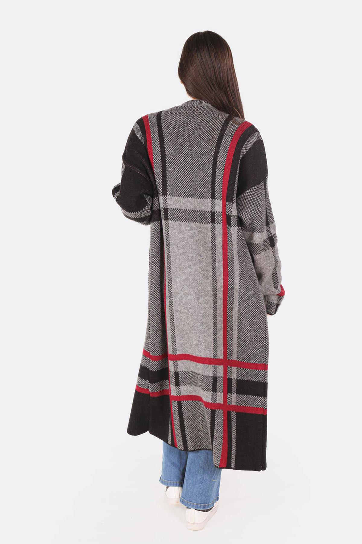 Gri Çizgili Uzun Hırka 1270 - 3