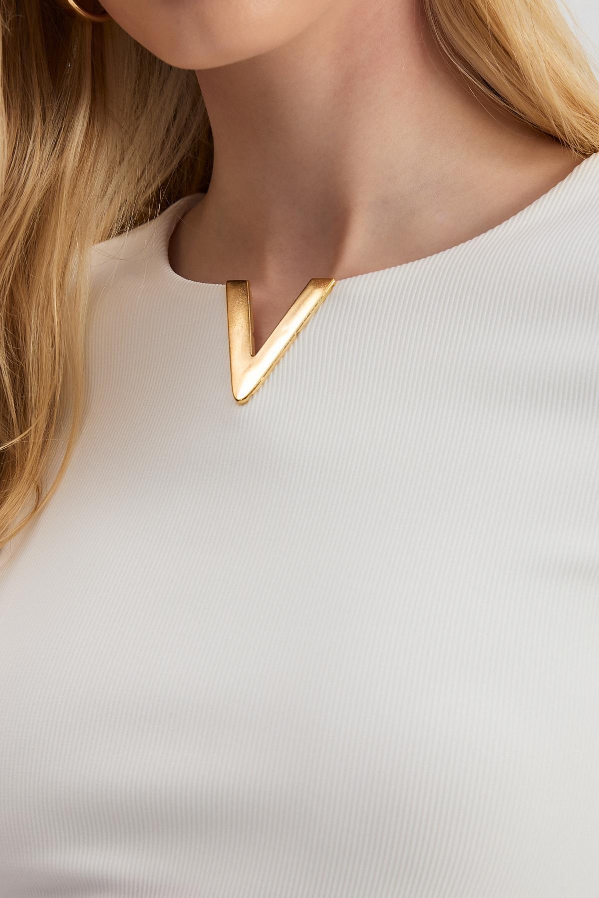 13084 Yaka V Demir Bluz Ekru - RAYS