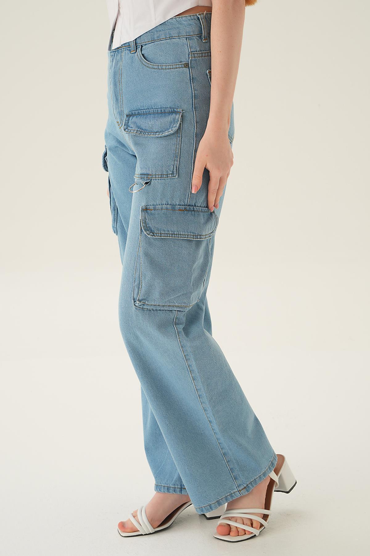 Açık Mavi Kargo Cep Detay Jean 13100 - 2