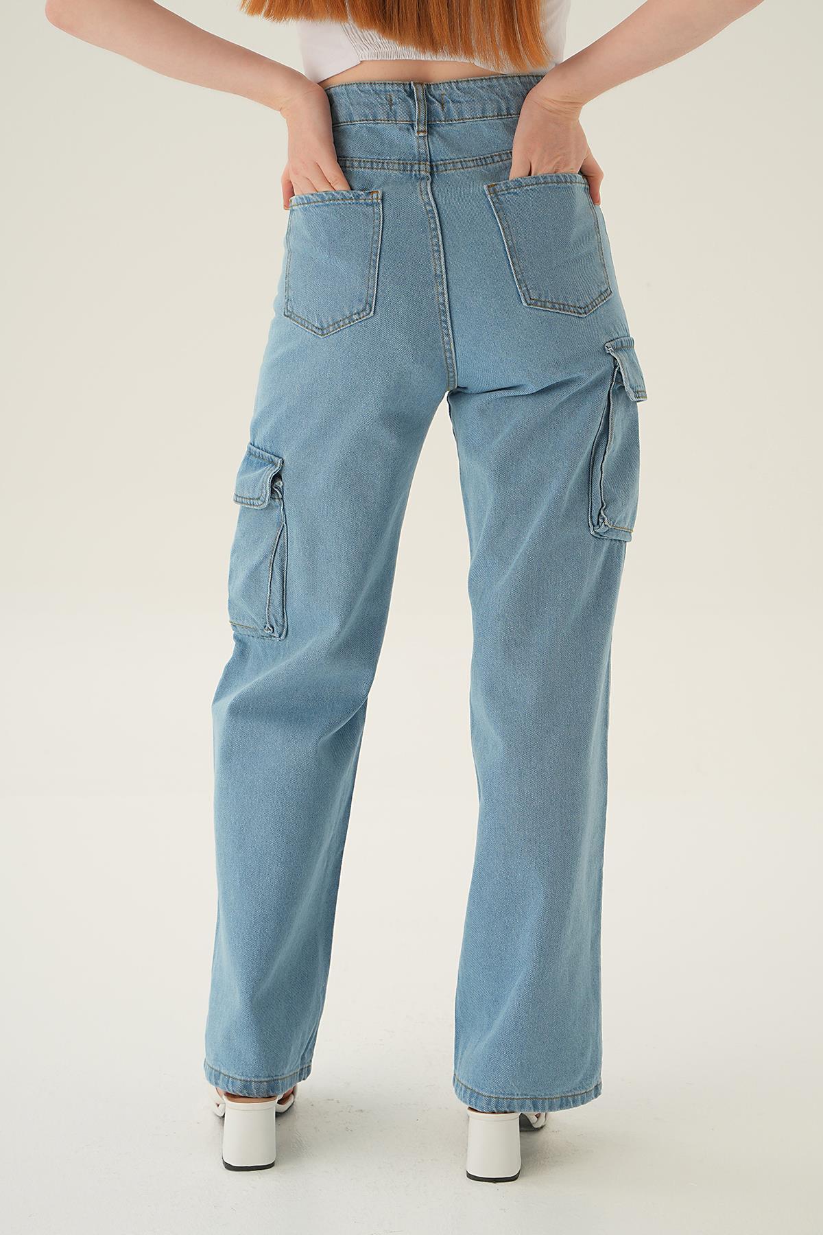 Açık Mavi Kargo Cep Detay Jean 13100 - 4