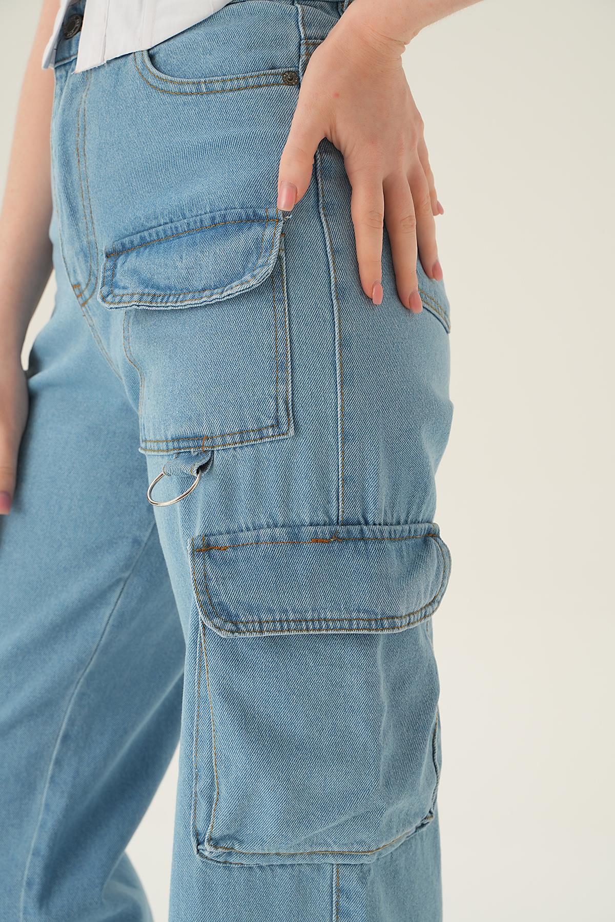 Açık Mavi Kargo Cep Detay Jean 13100 - 5