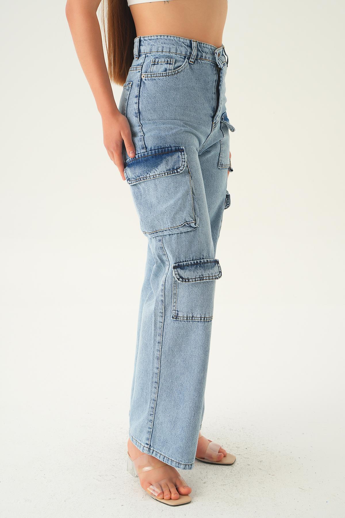 13100 Kargo Cep Detay Jean Buz - RAYS