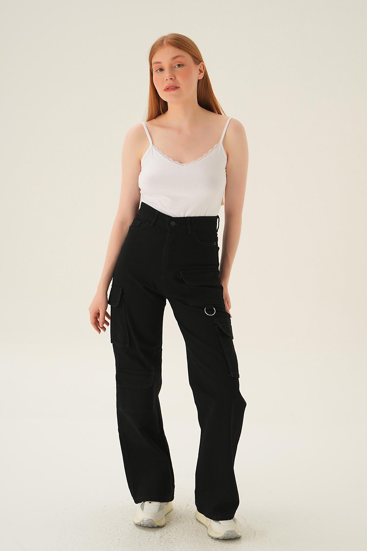 Siyah Kargo Cep Detay Jean 13100 - 6