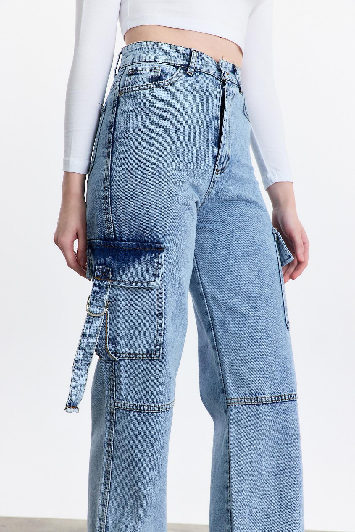 Buzkar Kargo Cep Palazzo Pantolon 13101 - 6