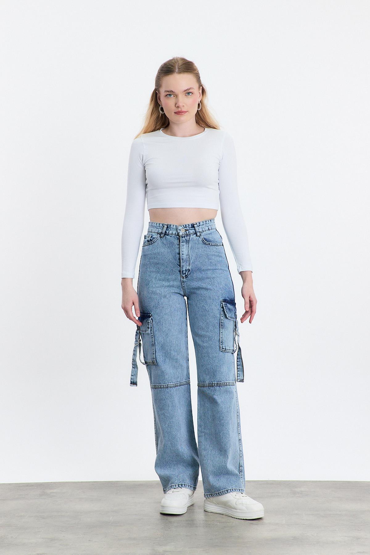 Buzkar Kargo Cep Palazzo Pantolon 13101 - 8