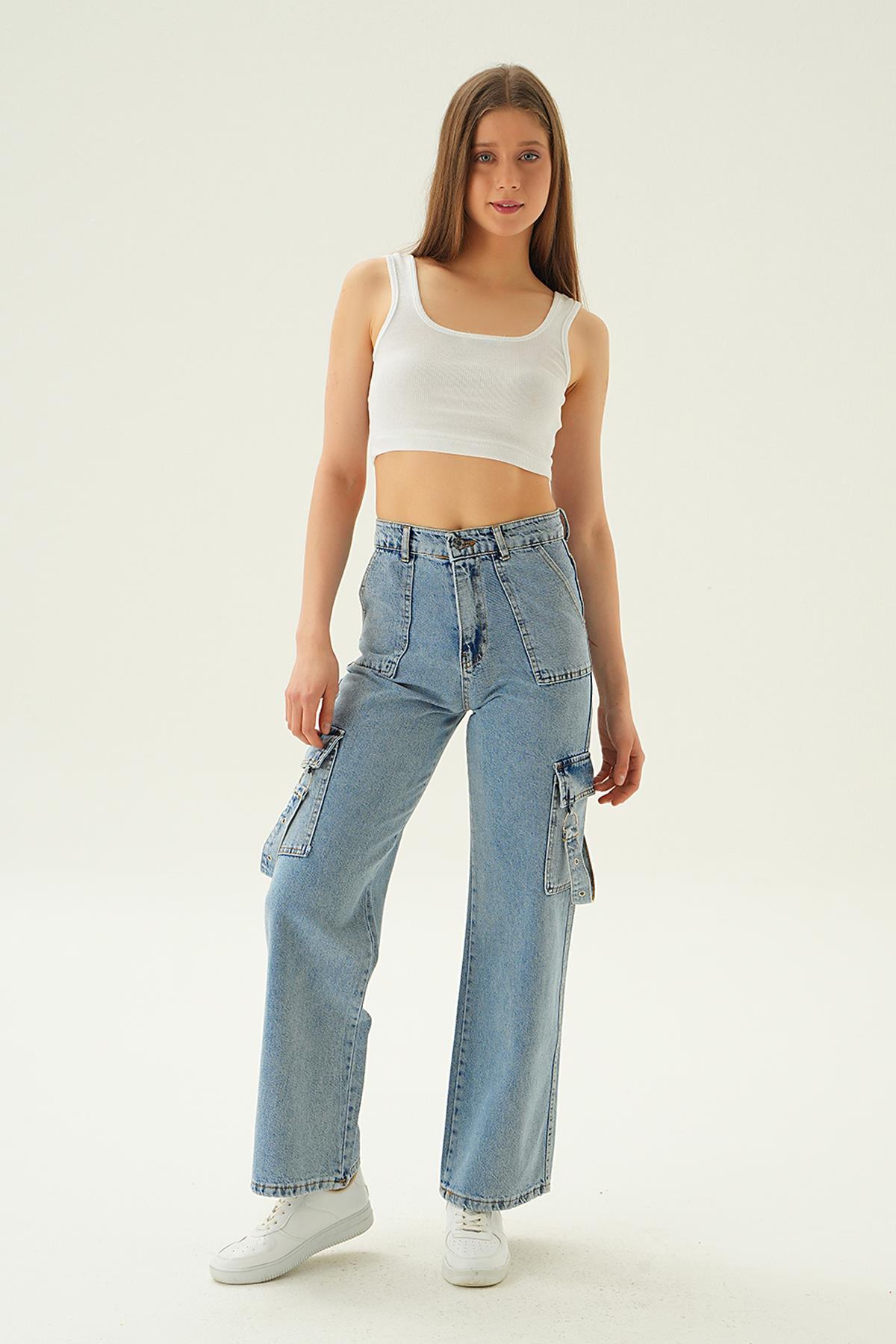 Buz Kargo Cep Palazzo Jean 13102 - 1