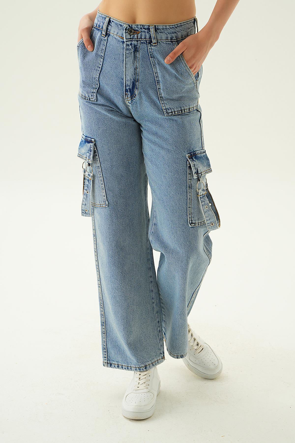 Buz Kargo Cep Palazzo Jean 13102 - 4