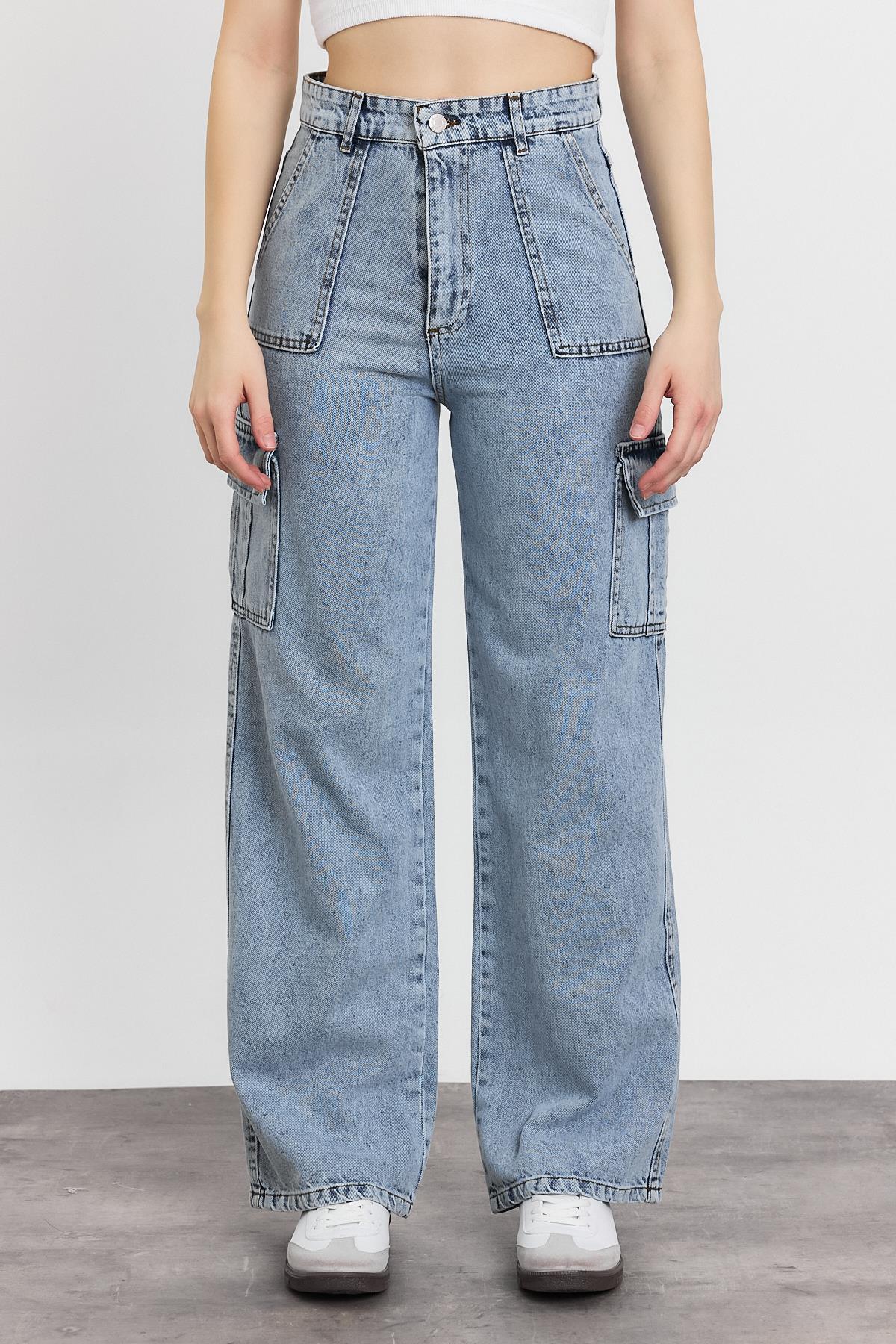 13107 Kargo Cep Dikişli Pantolon Buz - RAYS