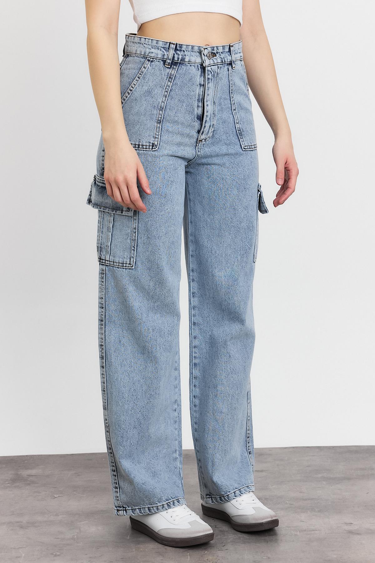 13107 Kargo Cep Dikişli Pantolon Buz - RAYS