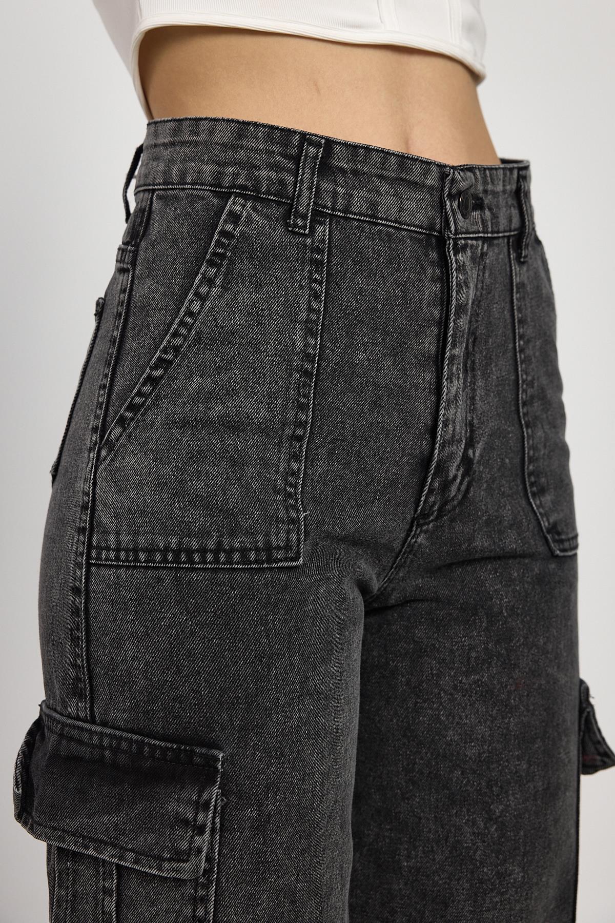 13107 Kargo Cep Dikişli Pantolon Füme - RAYS