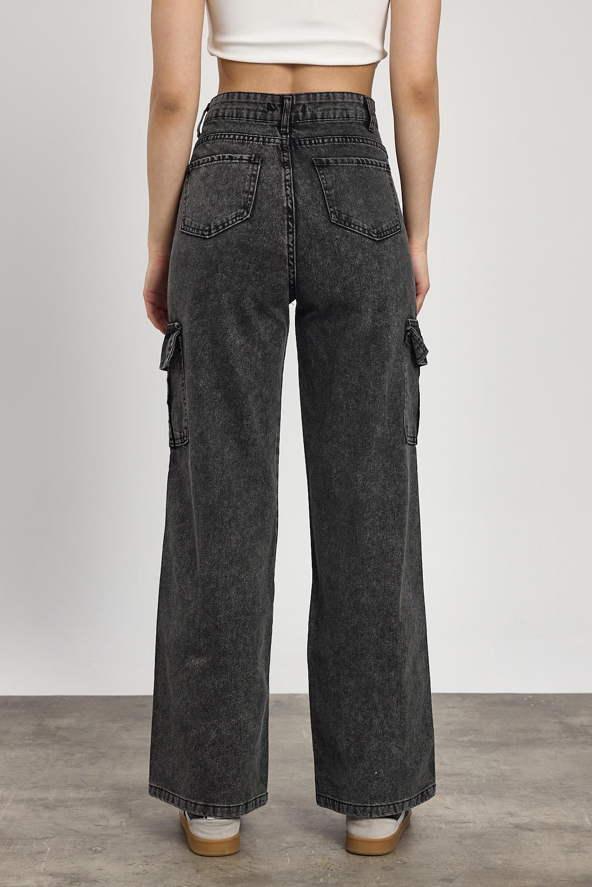 Füme Kargo Cep Dikişli Pantolon 13107 - 5