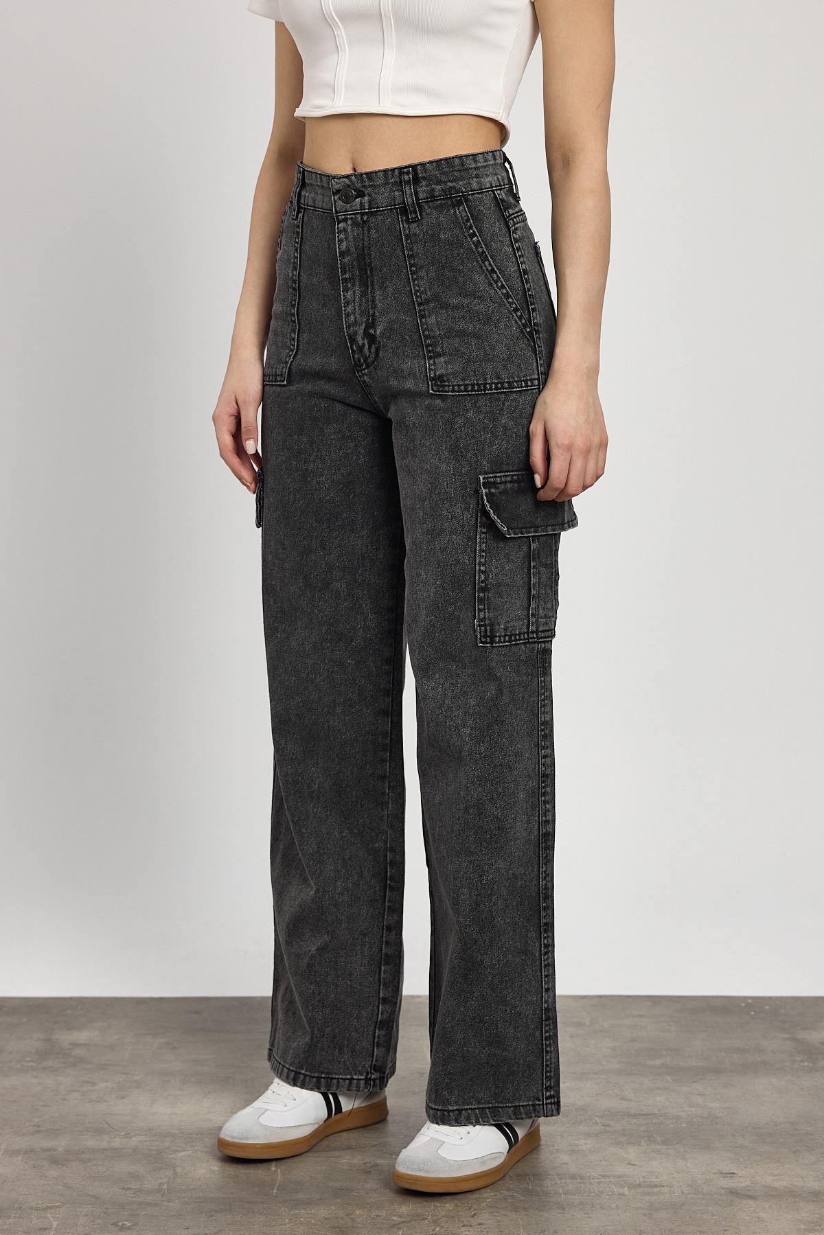 Füme Kargo Cep Dikişli Pantolon 13107 - 7