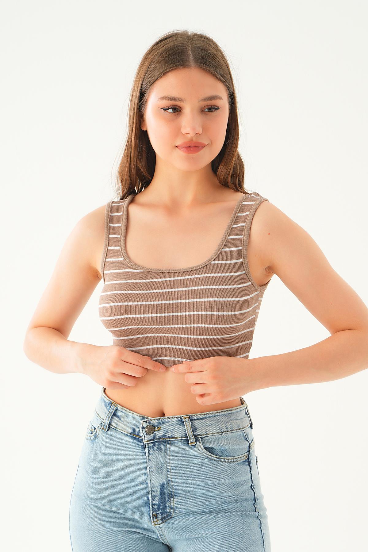 1317 Nakış Detay Atlet Vizon-Beyaz - 2