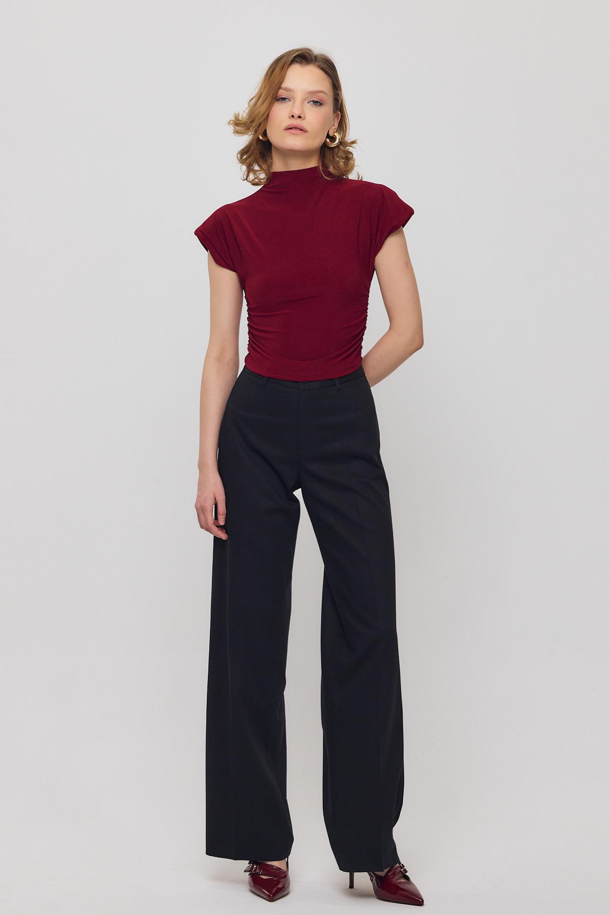 Bordo Vatkalı Kısa Bluz 13185 - 3