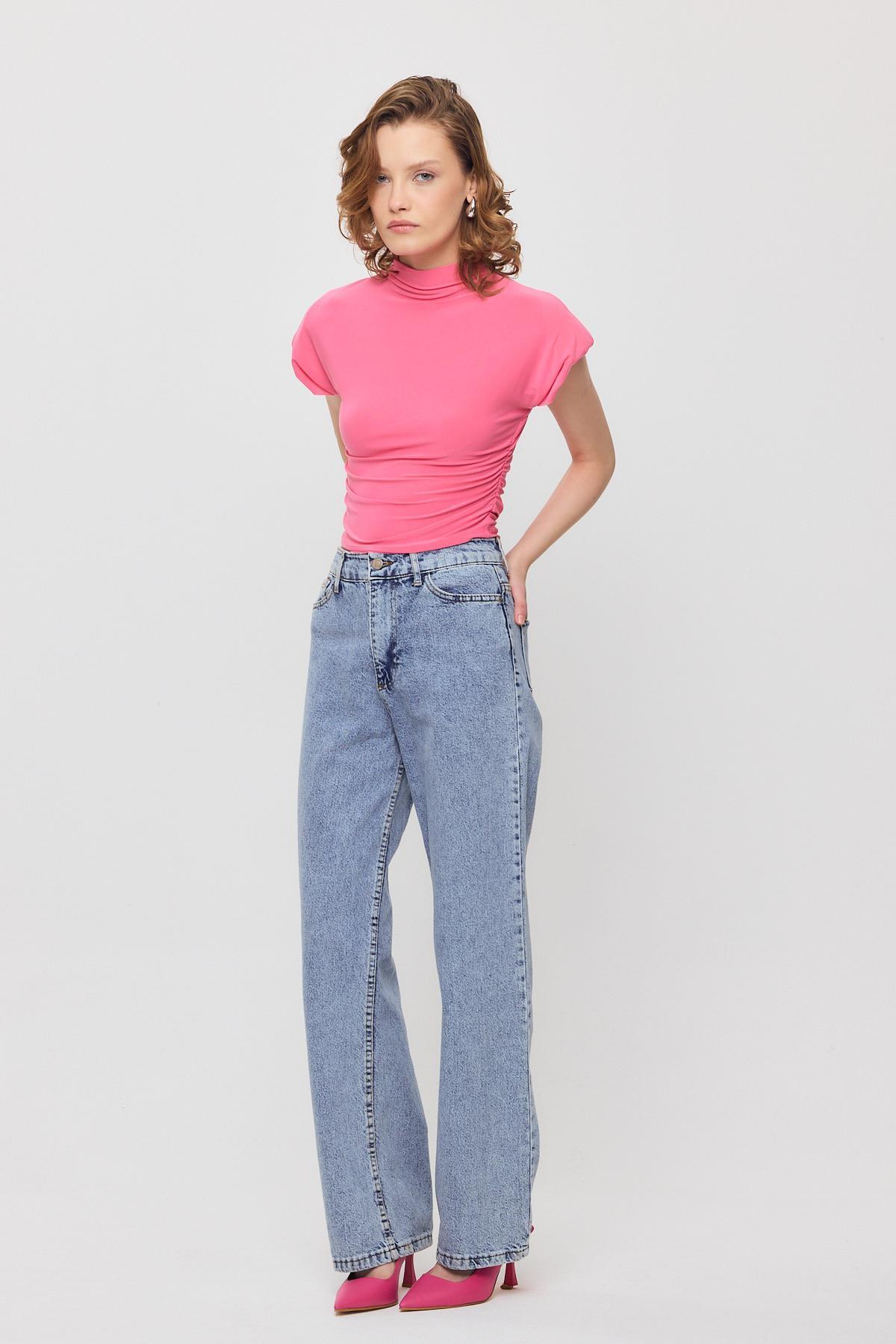 Pembe Vatkalı Kısa Bluz 13185 - 3