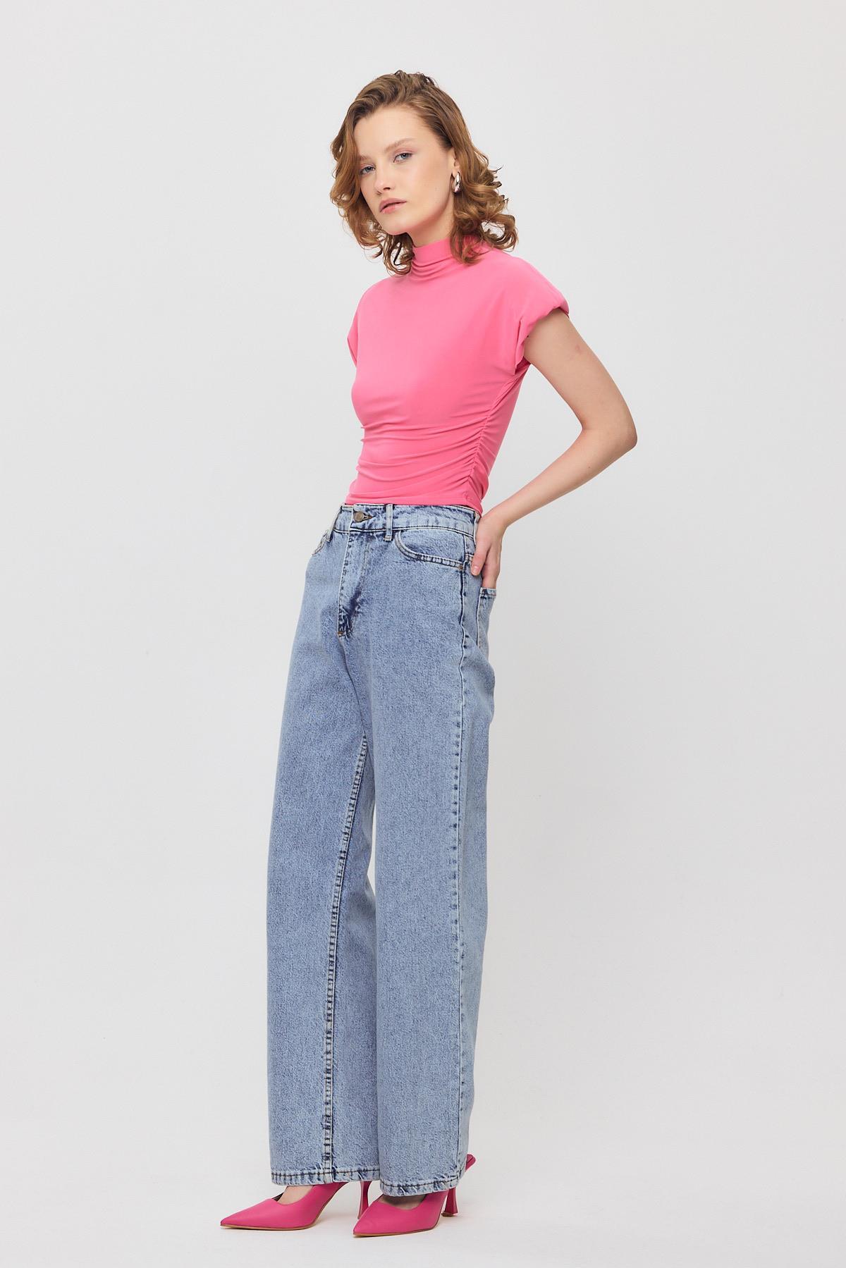 Pembe Vatkalı Kısa Bluz 13185 - 7