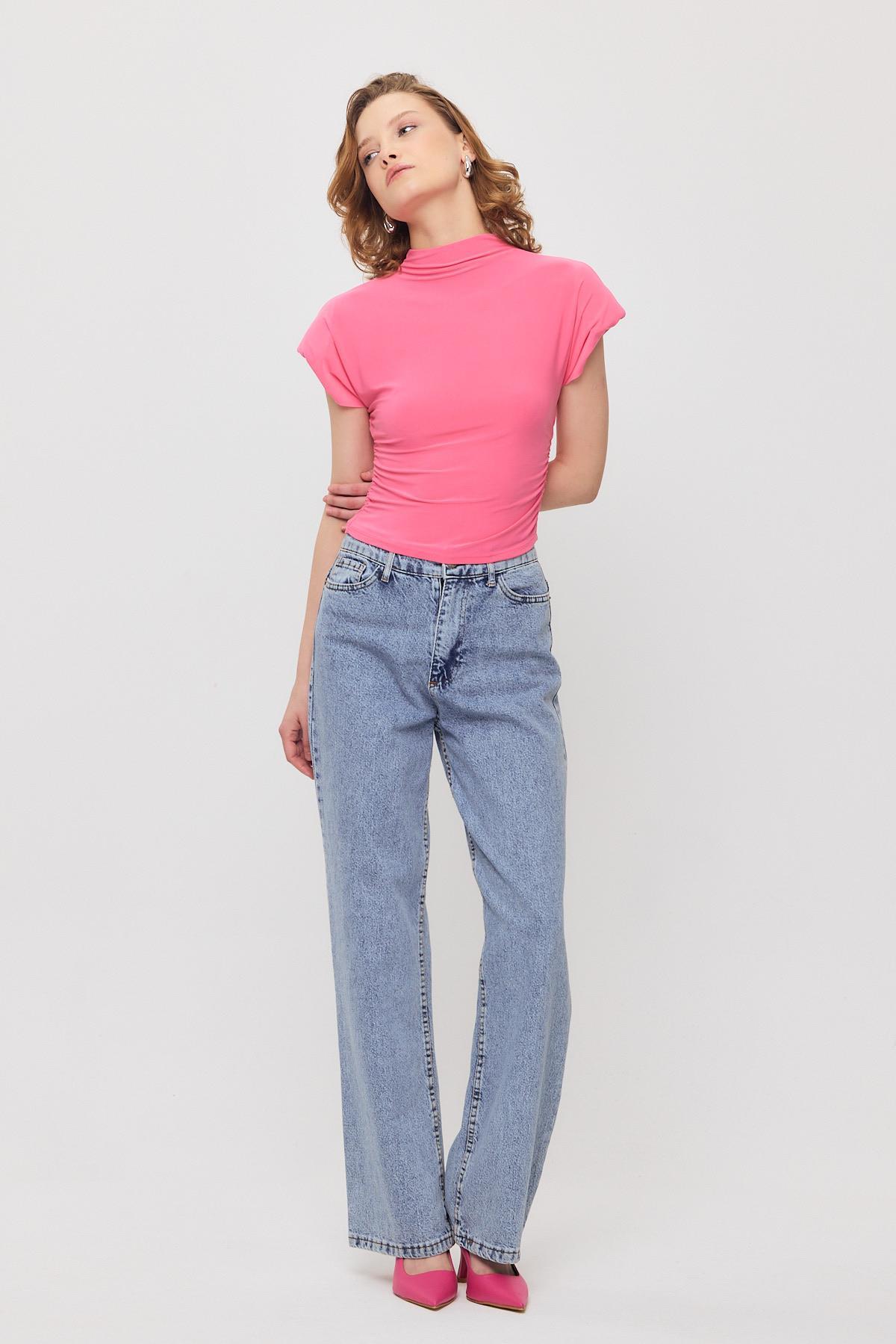 Pembe Vatkalı Kısa Bluz 13185 - 8