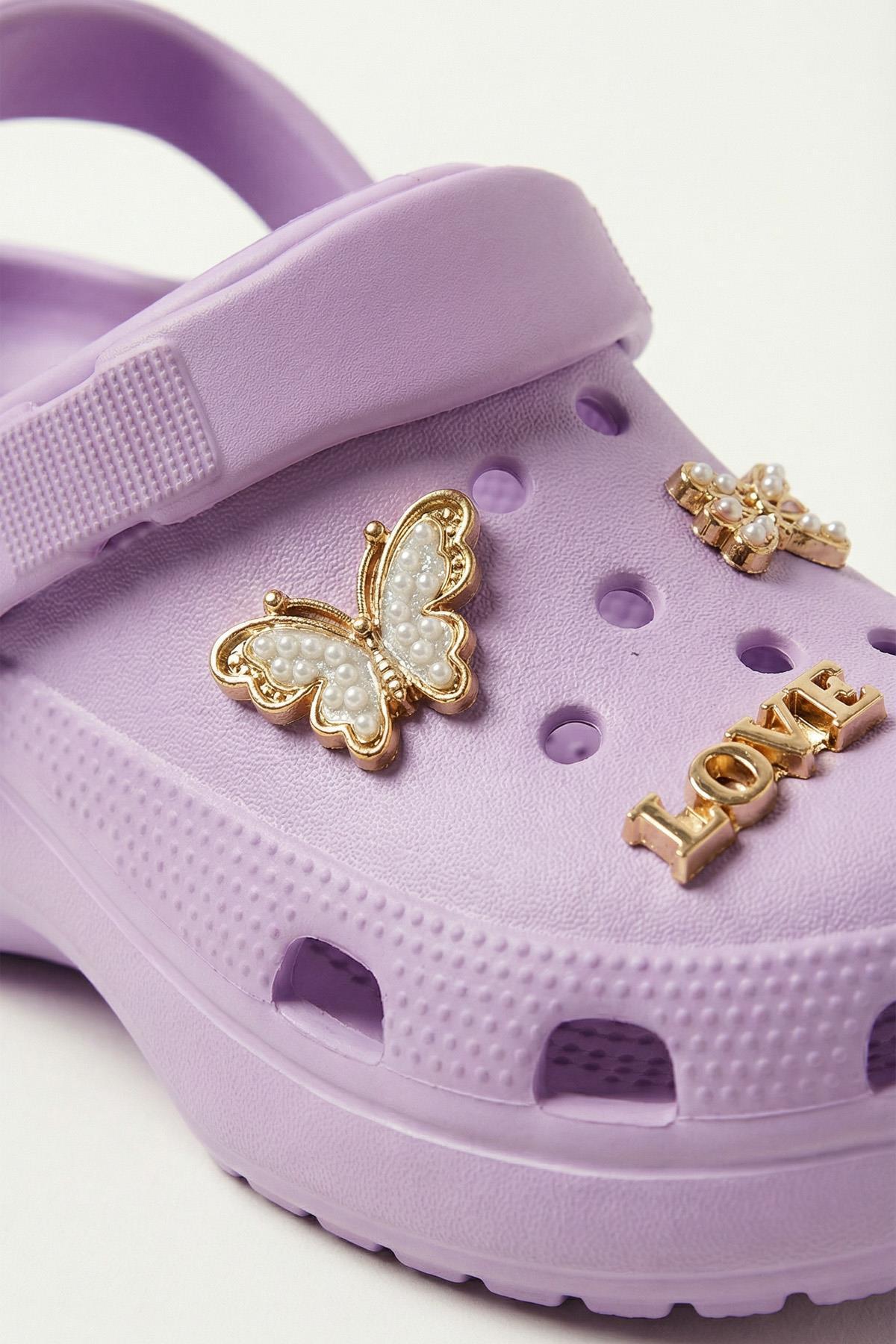 1320 Aksesuarlı Terlik Lila - 1