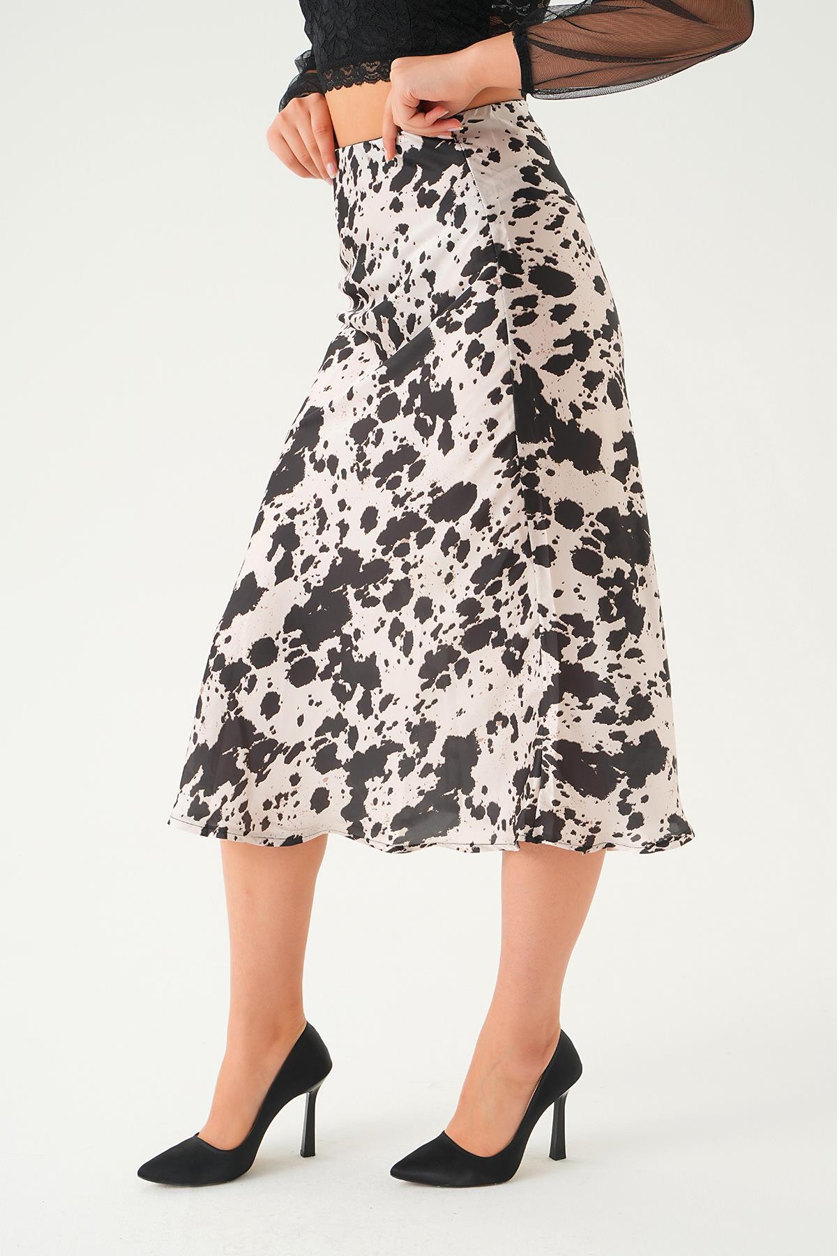 1341 Desenli Saten Etek Bej - 5