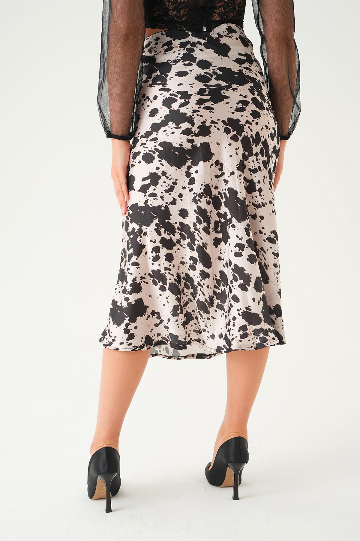 Bej Desenli Saten Etek 1341 - 6