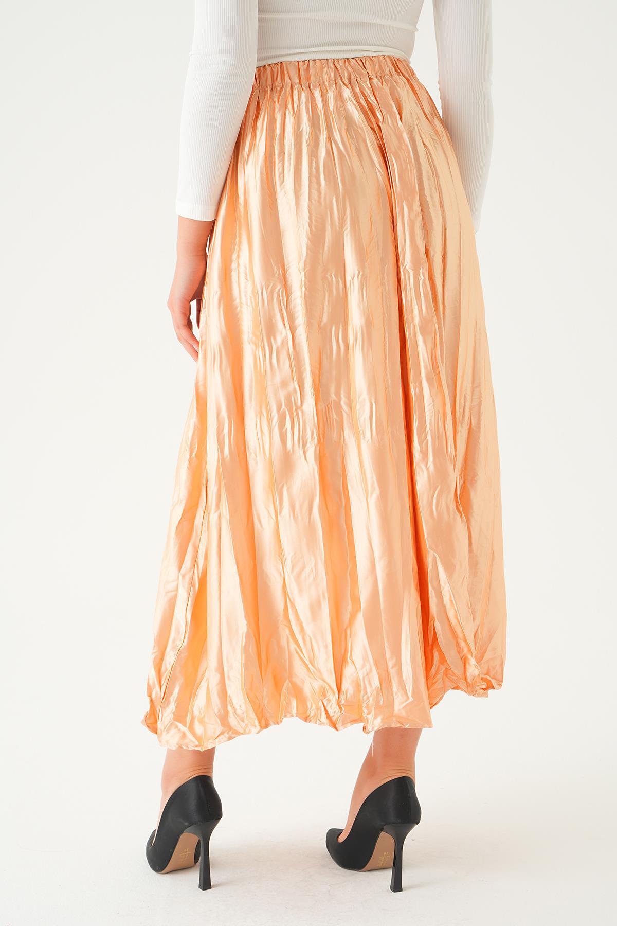 Bej Bel Lastik Pliseli Etek 1342 - 2