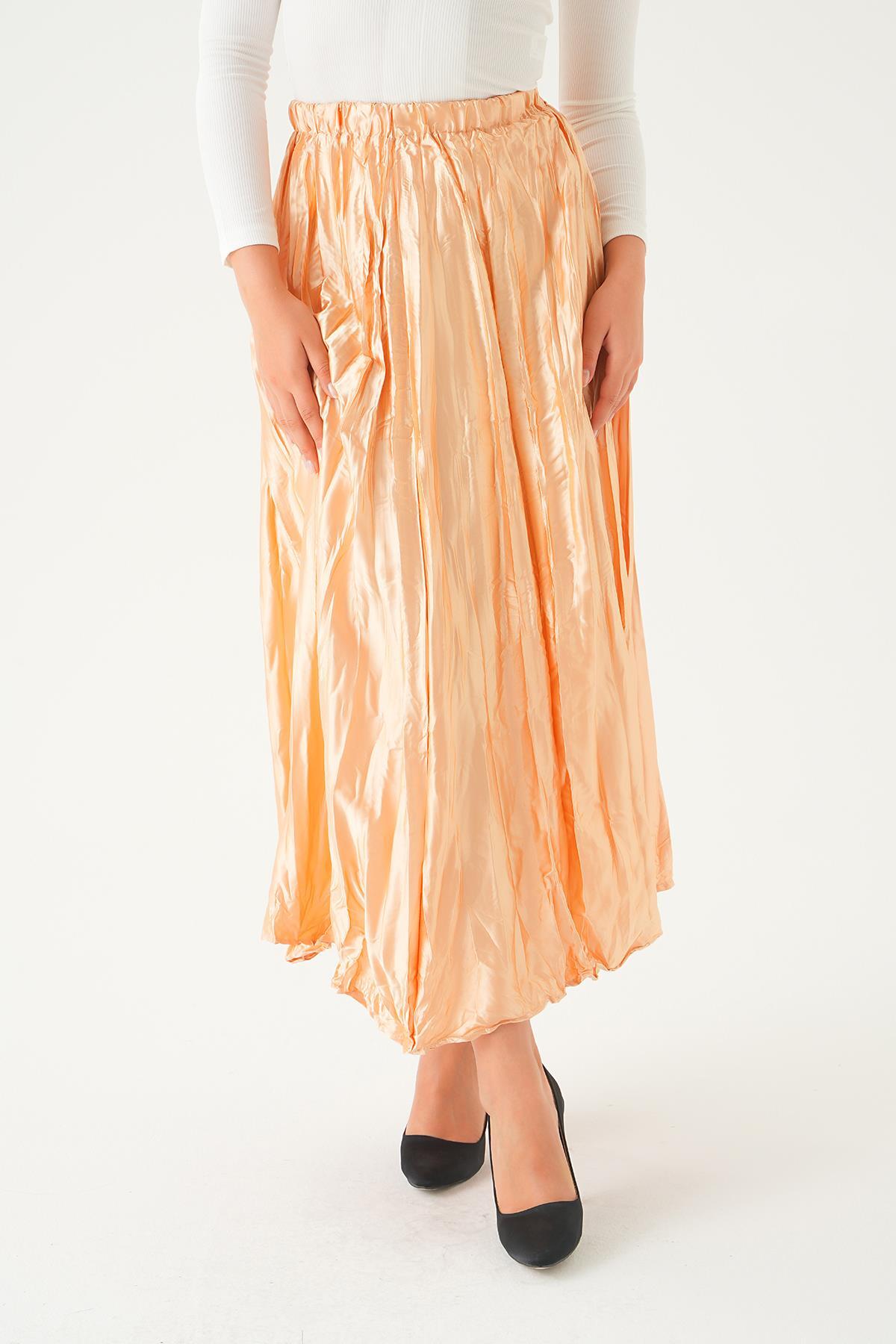 Bej Bel Lastik Pliseli Etek 1342 - 4