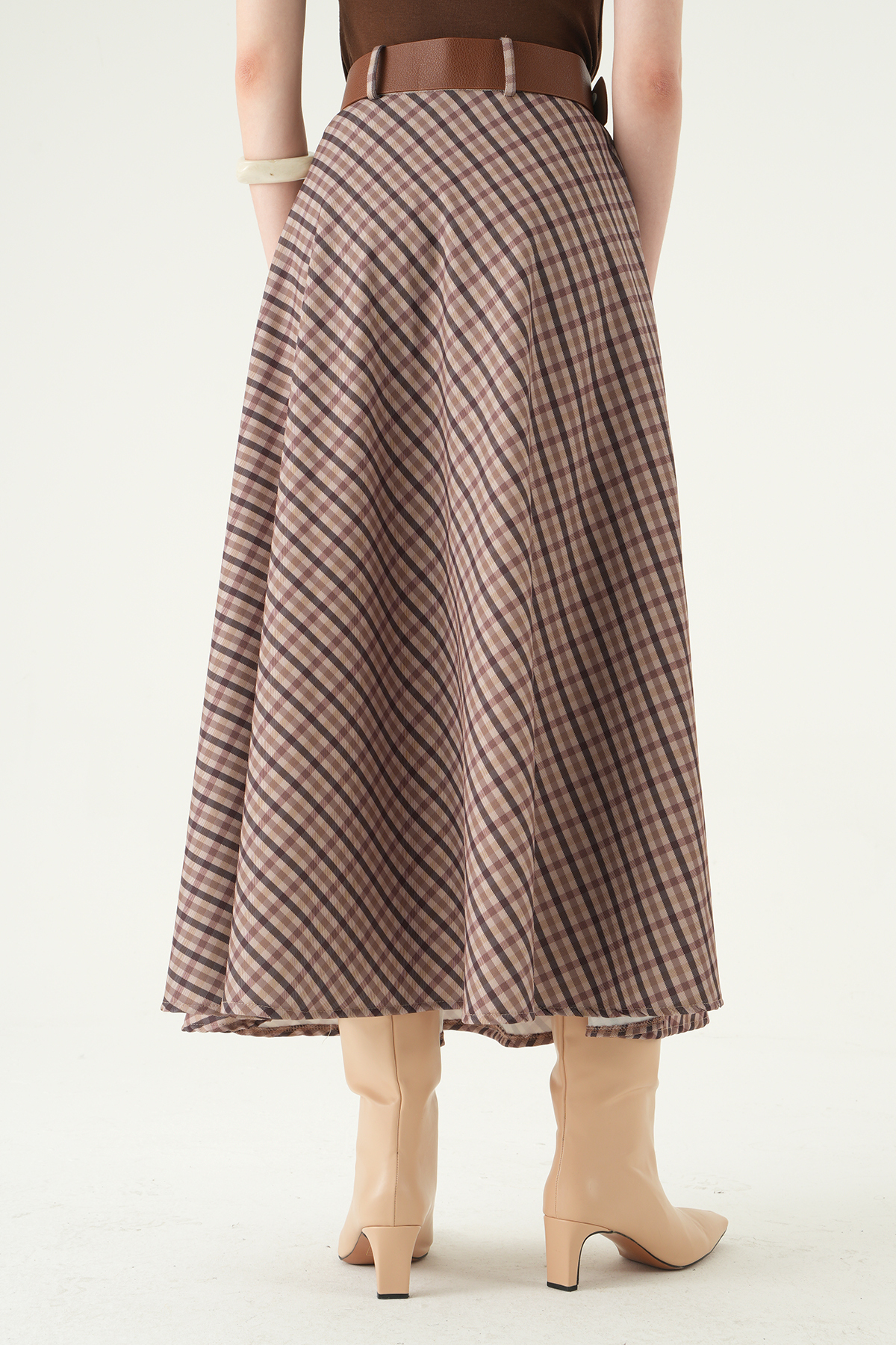 1344 Desenli Kemerli Etek Bej - 5