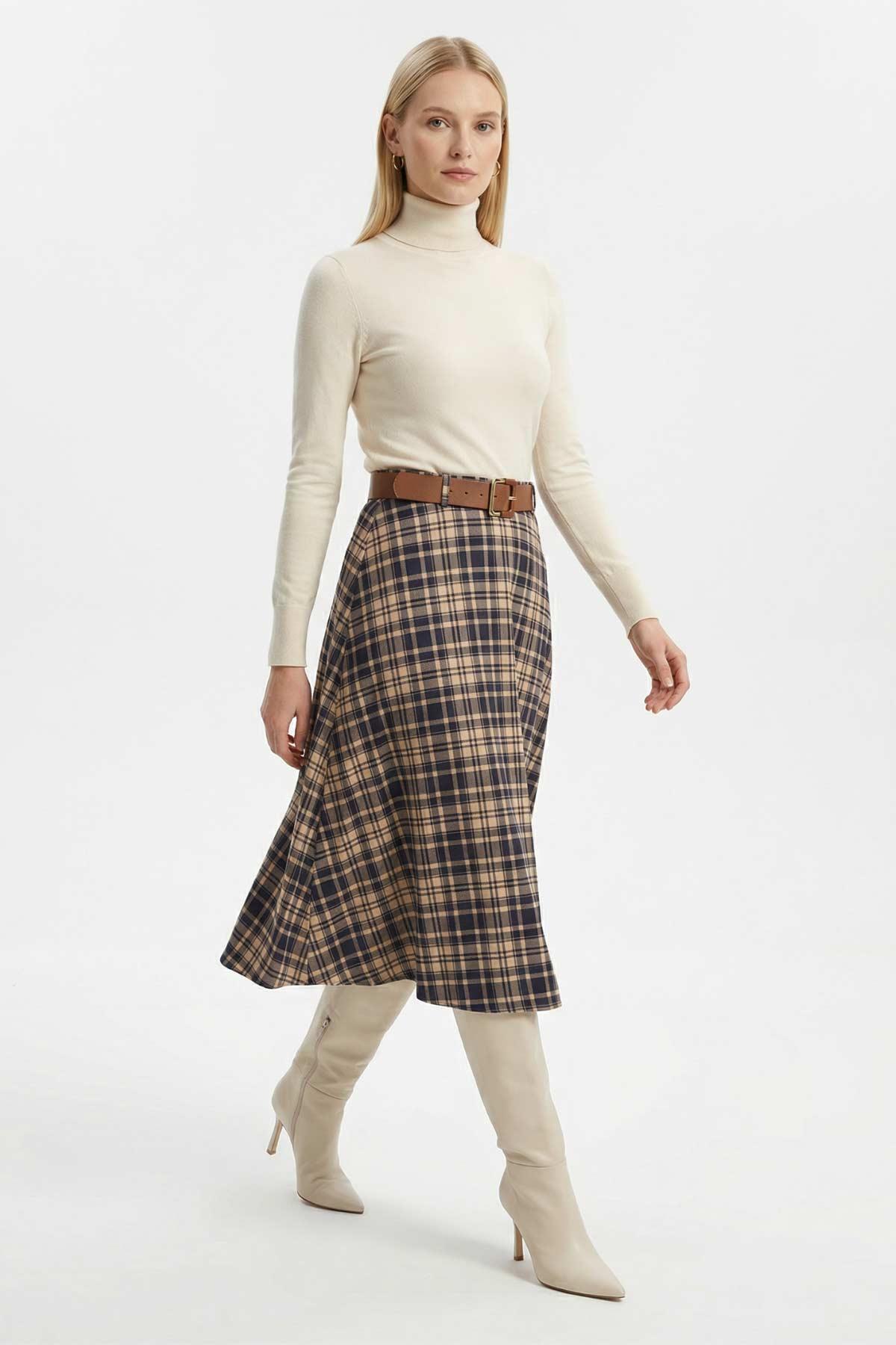 1344 Desenli Kemerli Etek Laci - RAYS