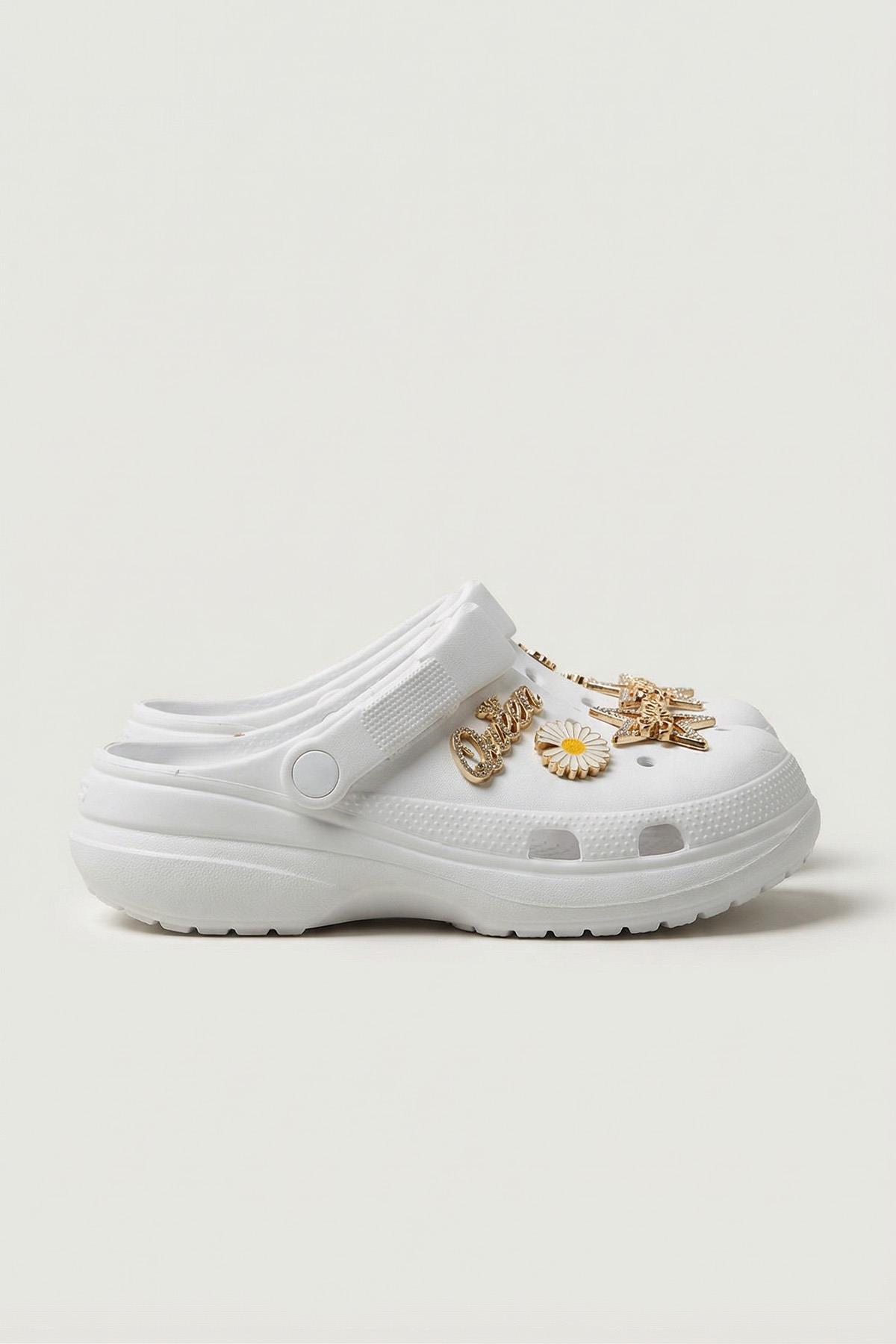 1355 Aksesuarlı Terlik Beyaz - 2