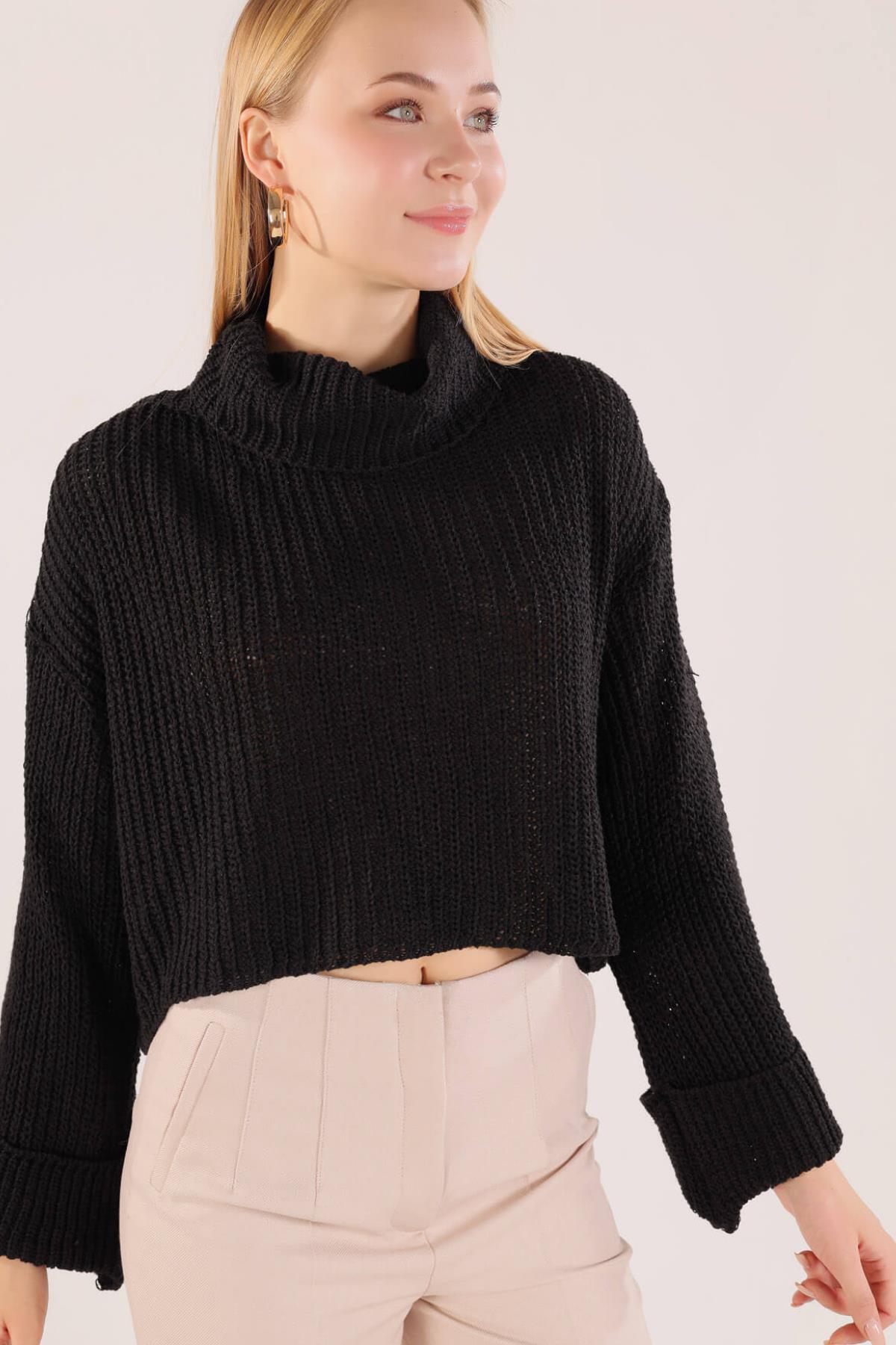 1366 Balıkçı Yaka İspanyol Kol Kazak Taş - 1