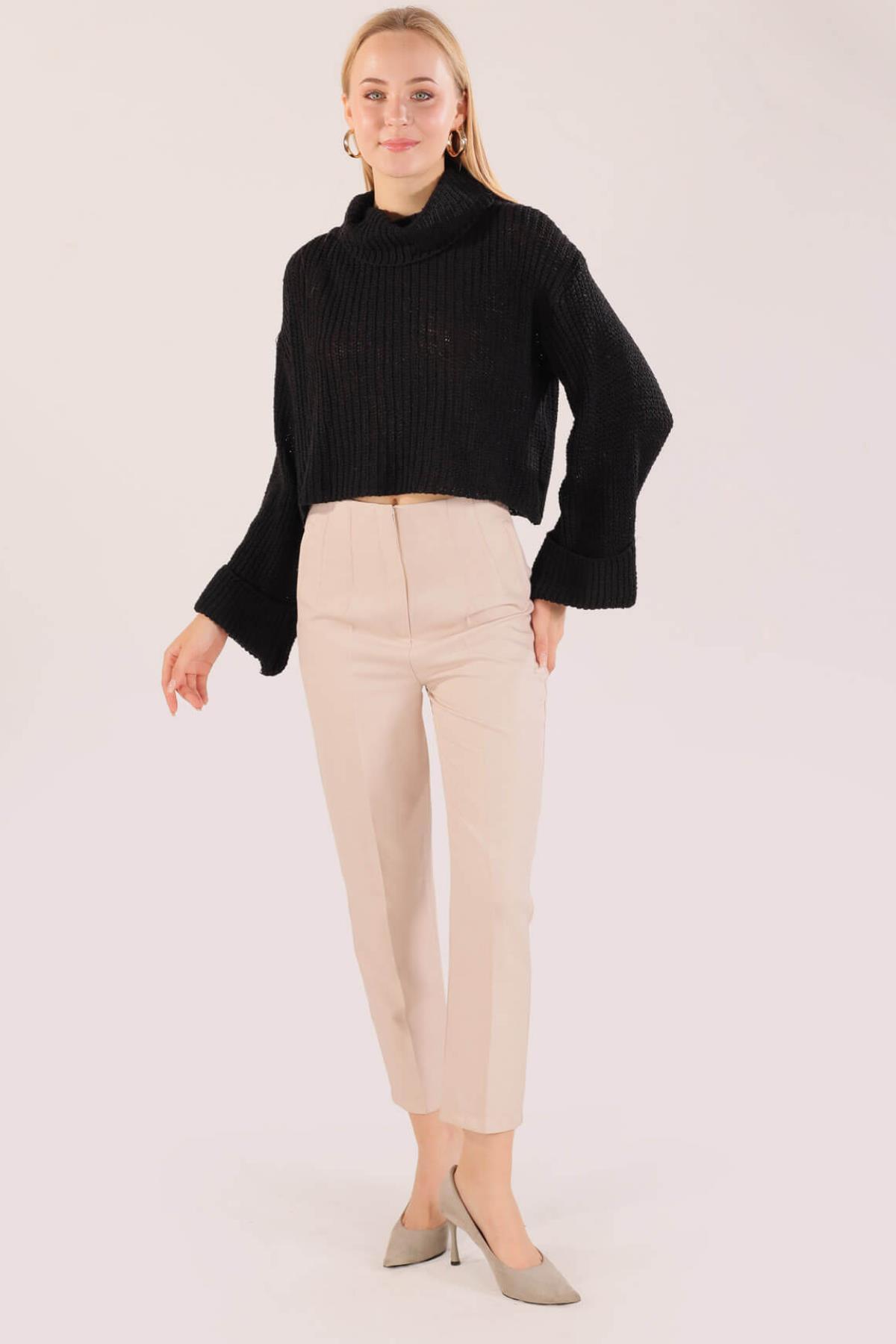 1366 Balıkçı Yaka İspanyol Kol Kazak Taş - 2