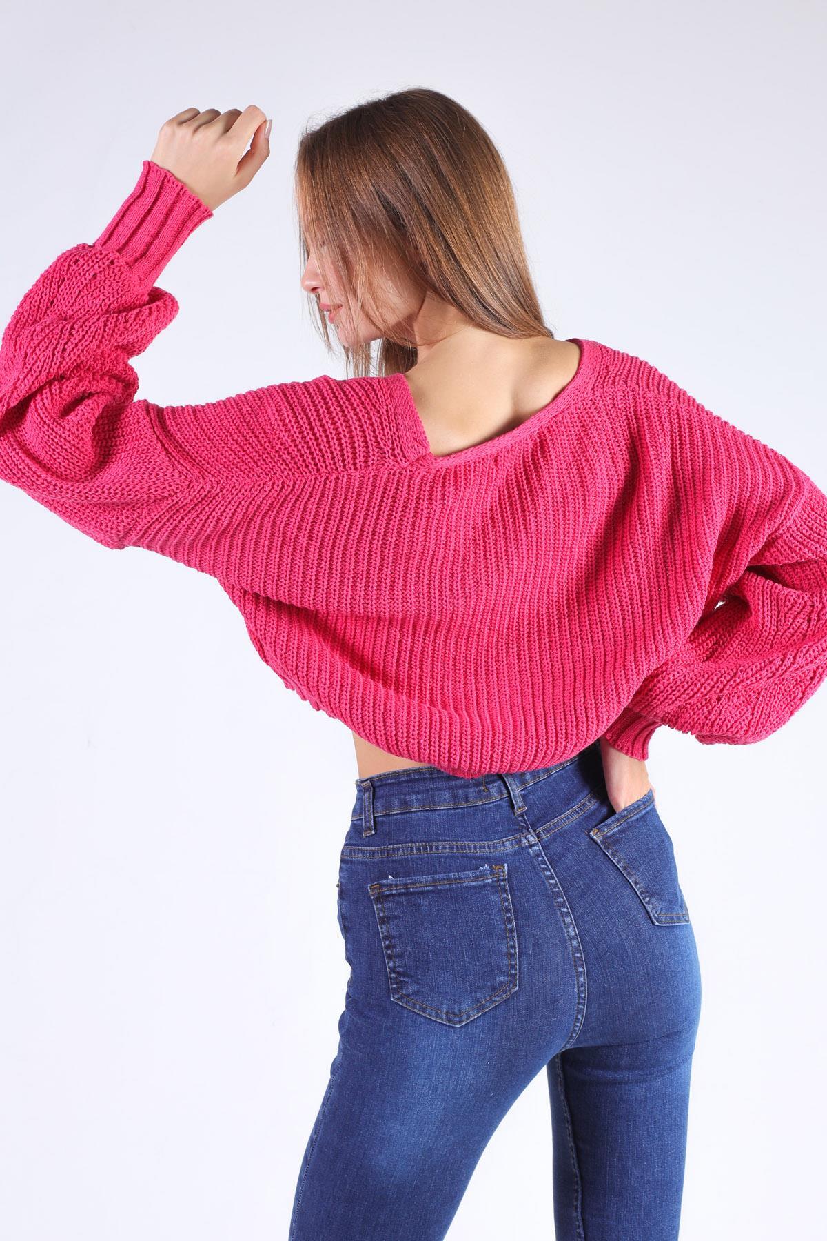 Fuşya Kısa Düğmeli Hırka 1368 - 4