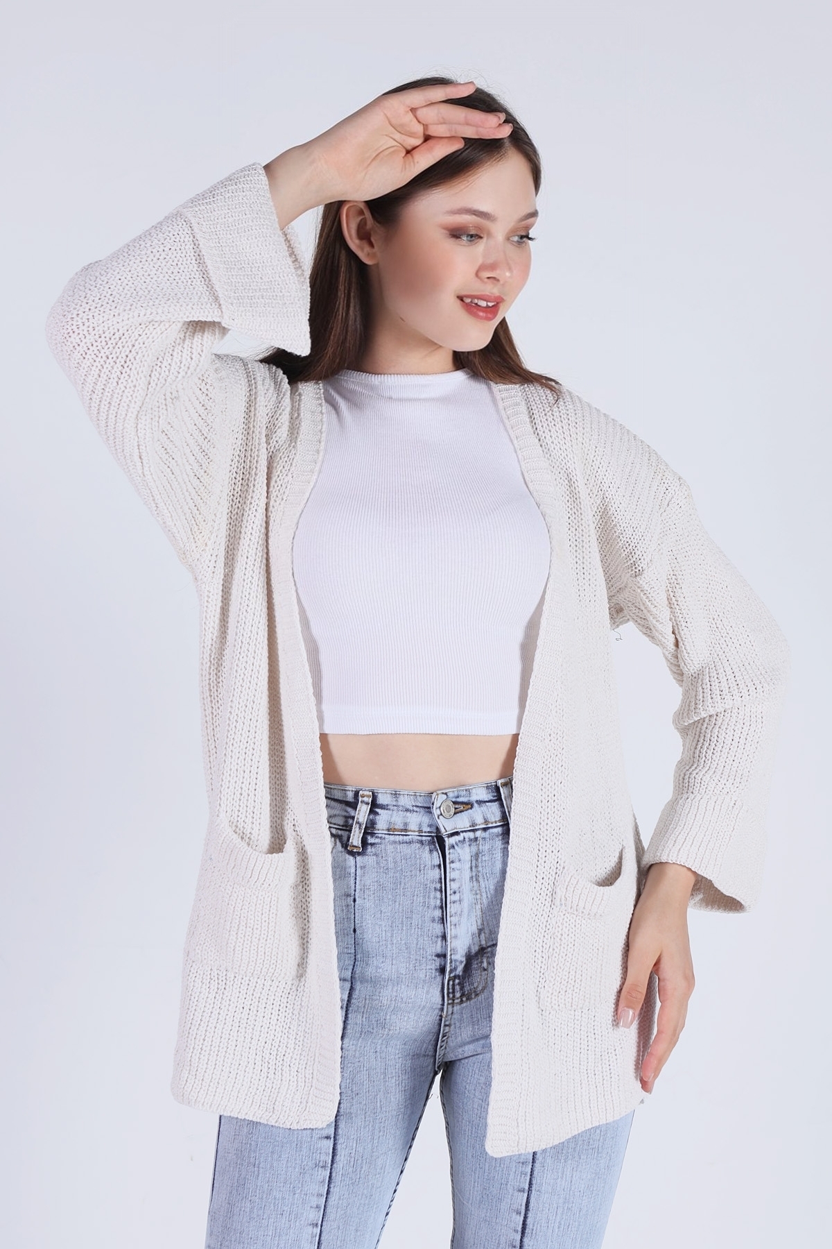 1381 İspanyol Kol Hırka Ekru - 4