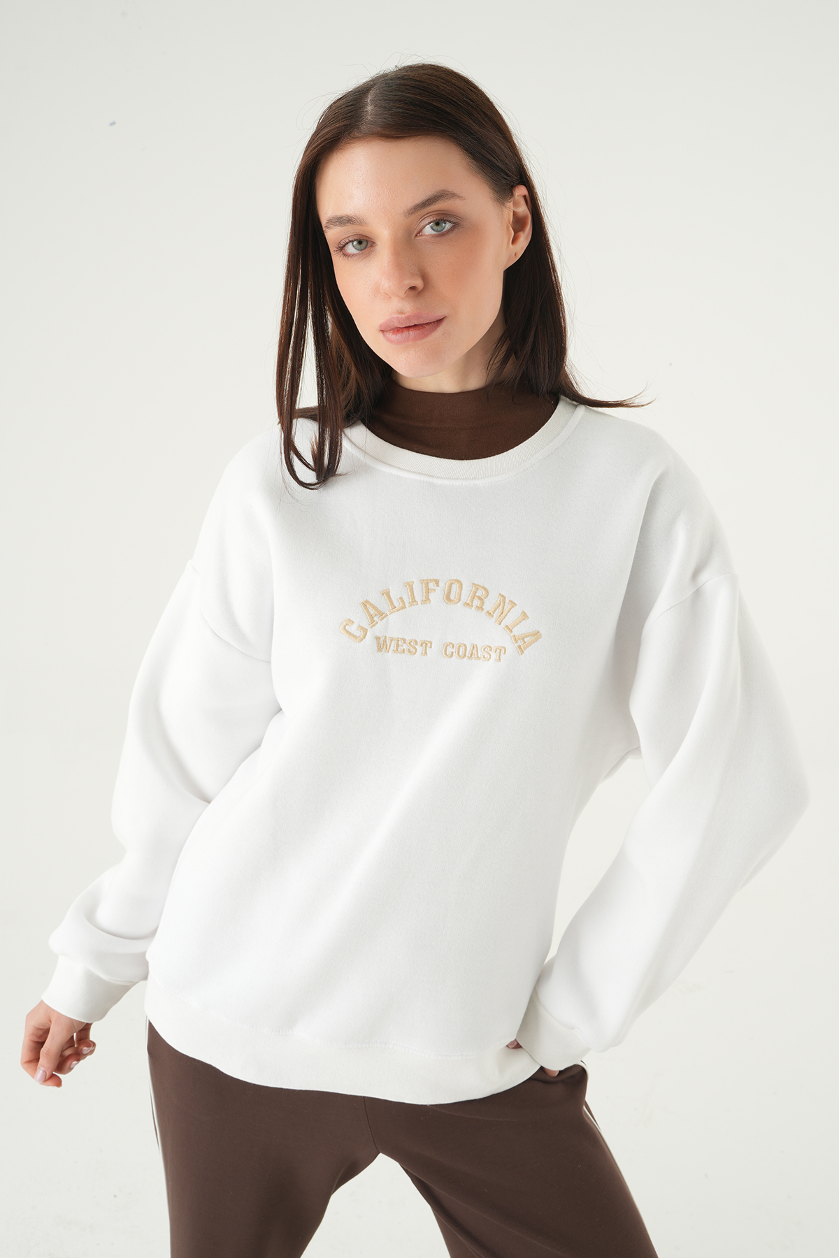 California Baskılı Sweat 1403 Ekru - RAYS