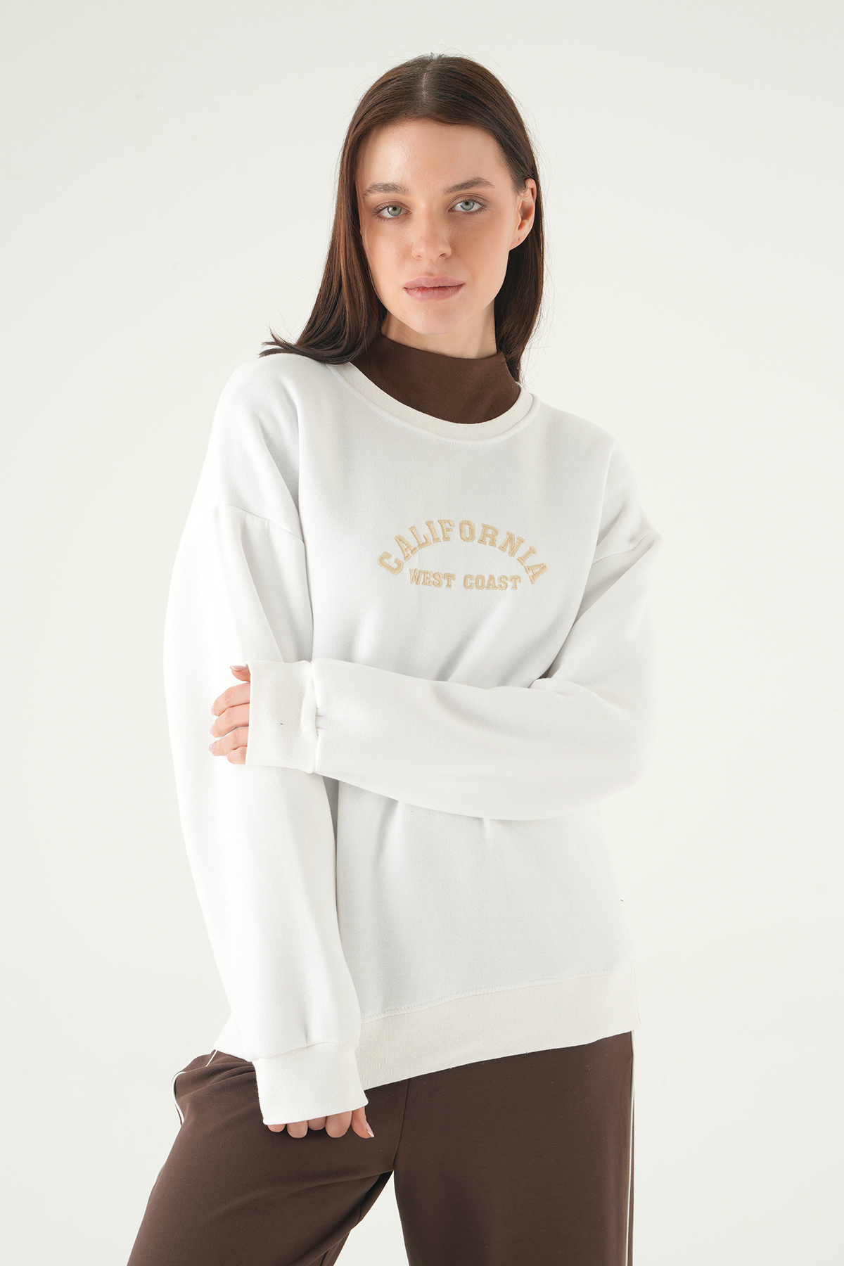 California Baskılı Sweat 1403 Ekru - RAYS (1)