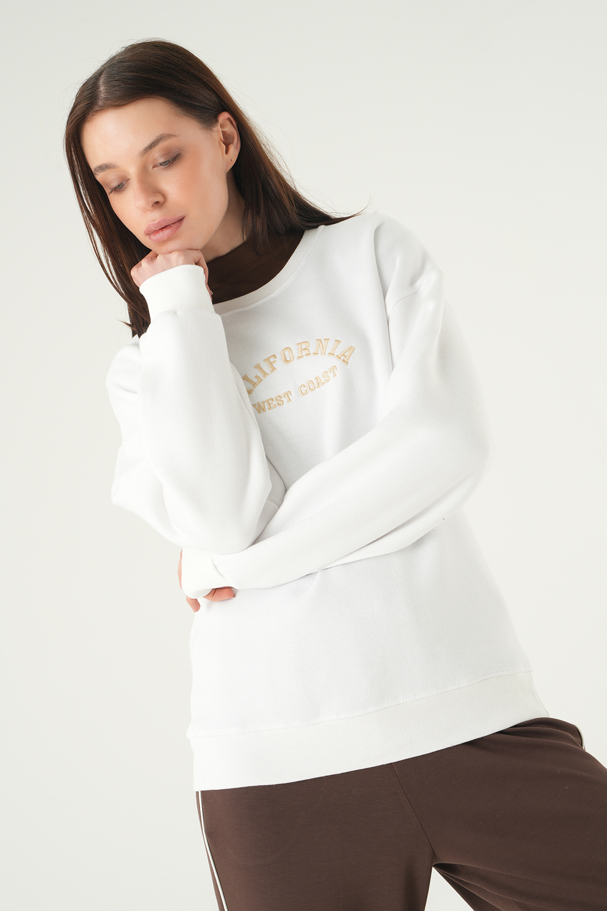 California Baskılı Sweat 1403 Ekru - 6